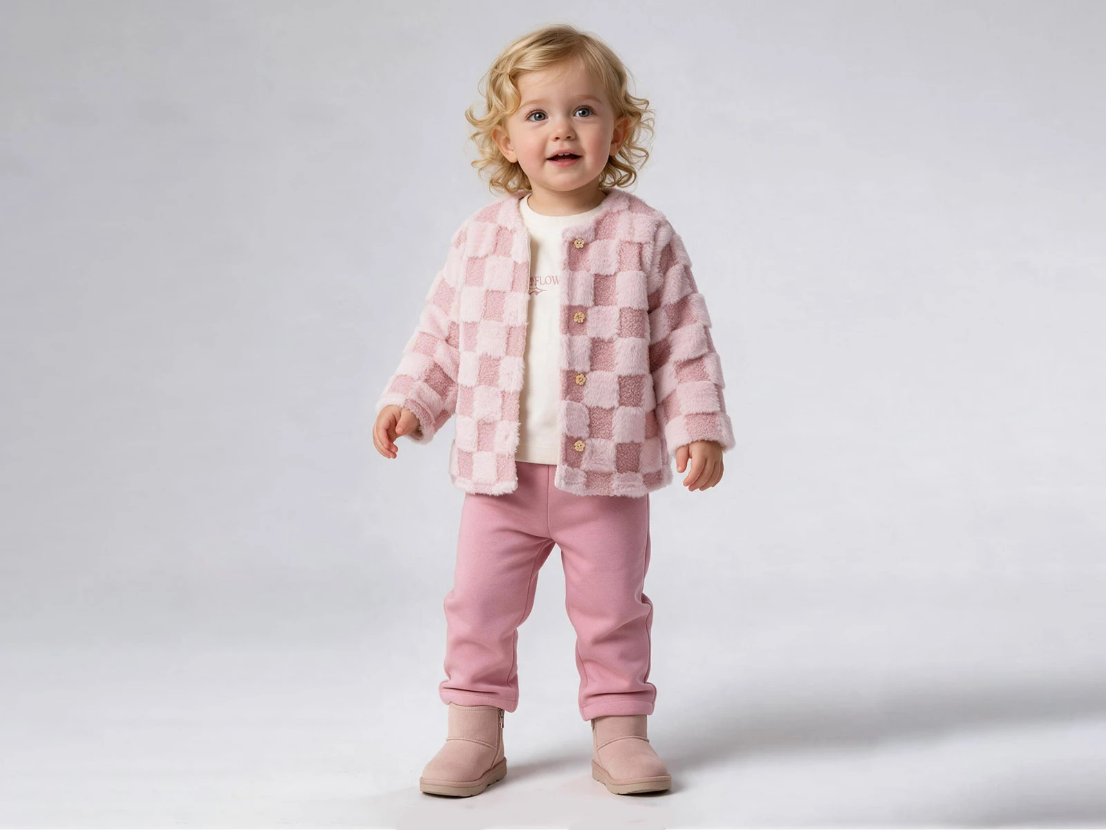 Toptan BEYAZ BEBEK Peluş Ceketli 3'lü Kız Bebek Takım Toptan Bebek Çocuk Giyim - Beniz Kids