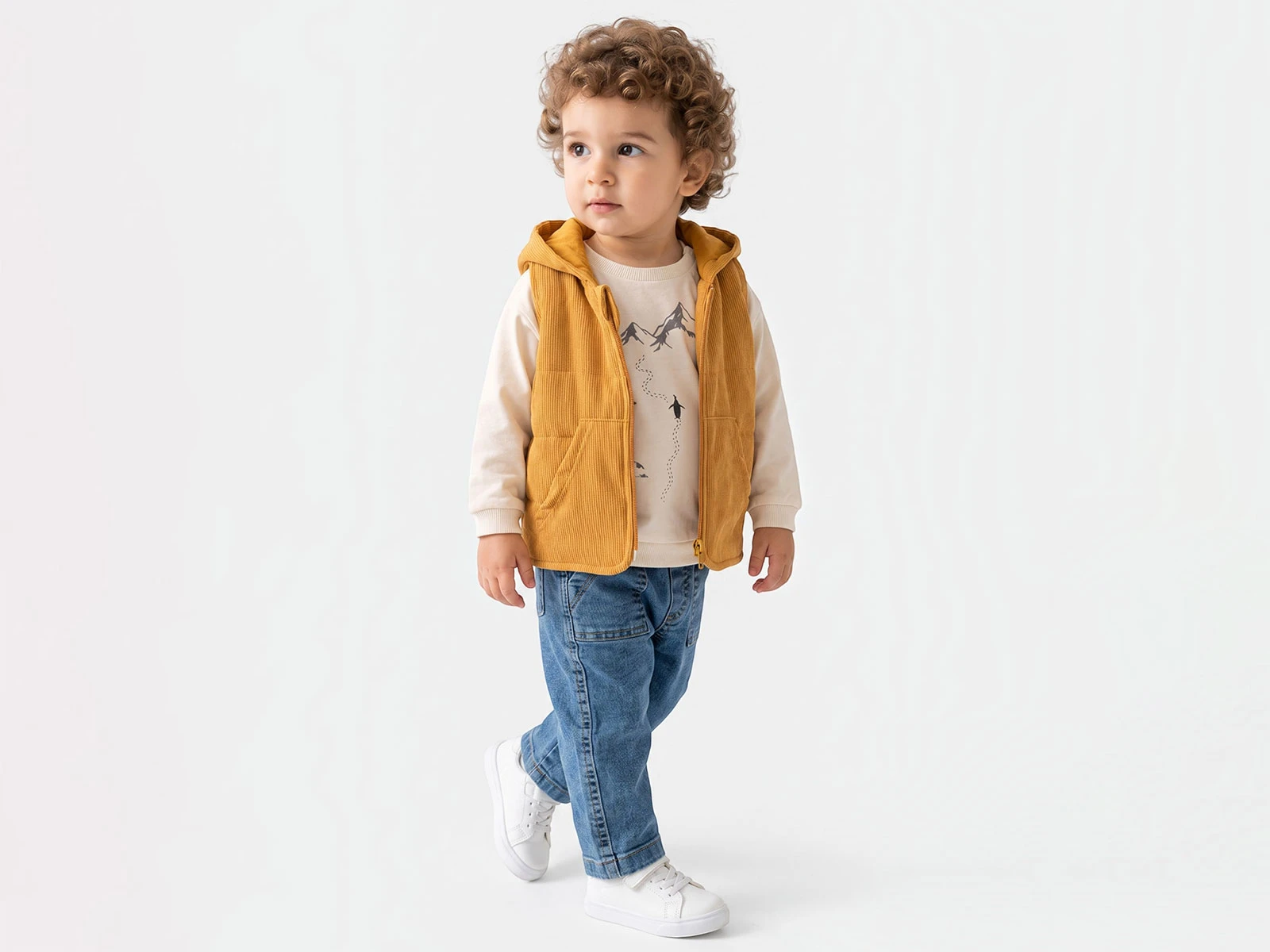Toptan BAM-BİNO Penguen Baskılı Kapşonlu Yelekli Erkek Bebe Takım  Toptan Bebek Çocuk Giyim - Beniz Kids
