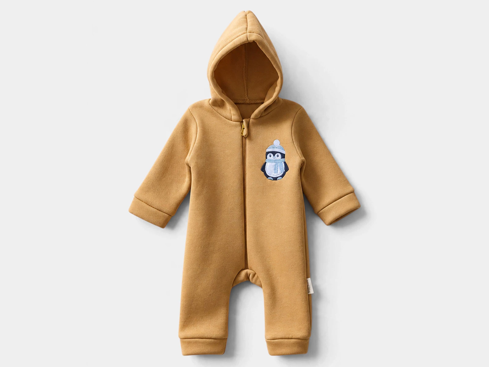 Toptan BAM-BİNO Penguen İşlemeli Şardonlu 3 İp Erkek Bebek Tulum Toptan Bebek Çocuk Giyim - Beniz Kids