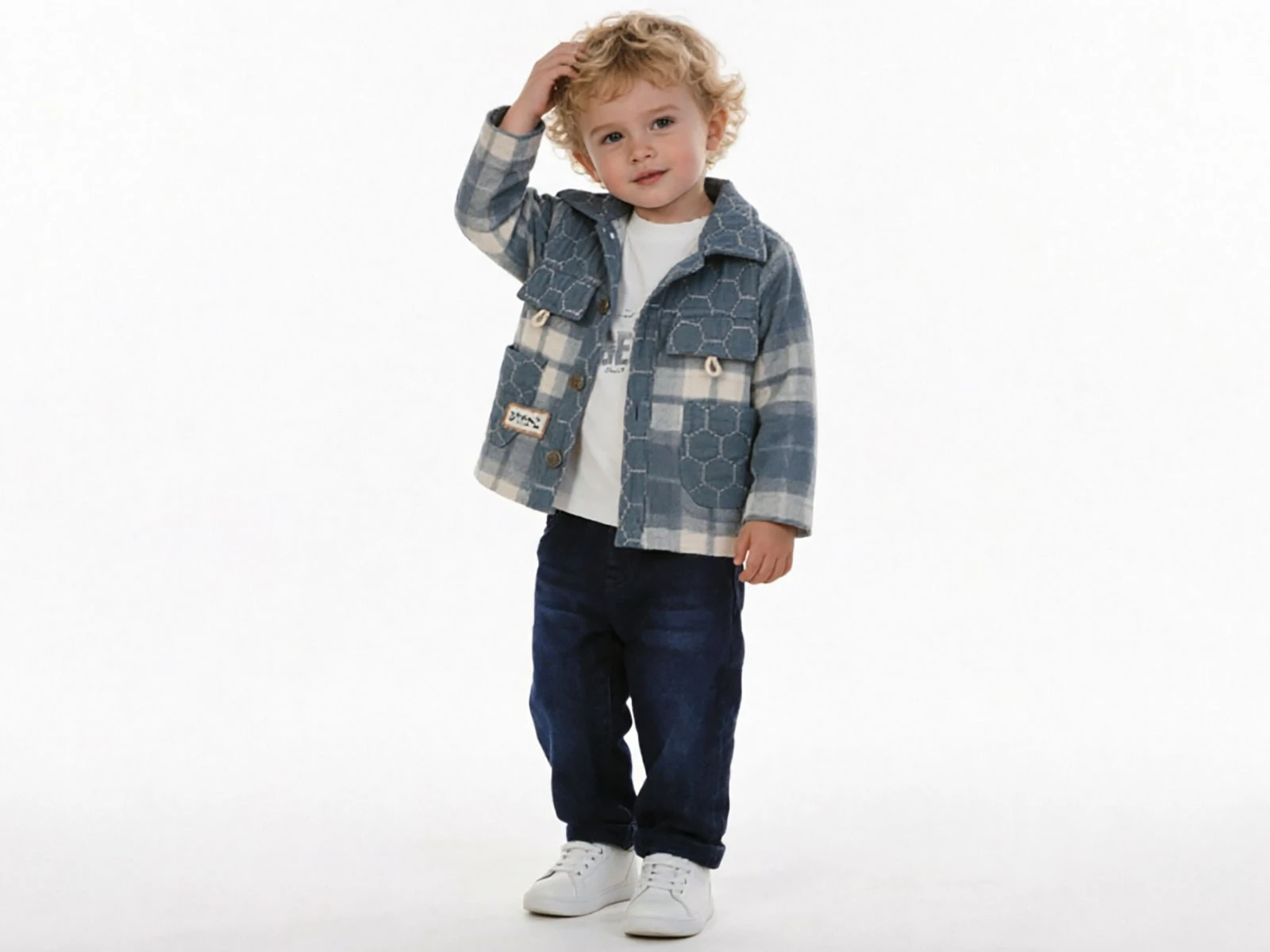 Toptan JUNİOR CLASS Petek Desenli Ceketli Erkek Bebe Takım  Toptan Bebek Çocuk Giyim - Beniz Kids