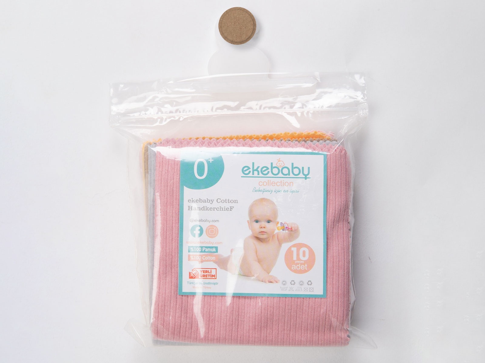 Renkli Lüks 10lu Bebe Ağız Mendili 28x28 cm