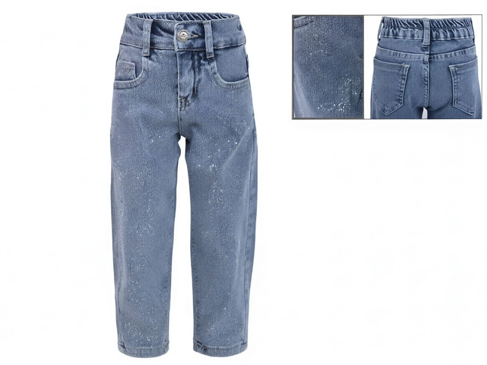Toptan SERCİNO Simli Baggy Kız Kot Pantolon Toptan Bebek Çocuk Giyim - Beniz Kids