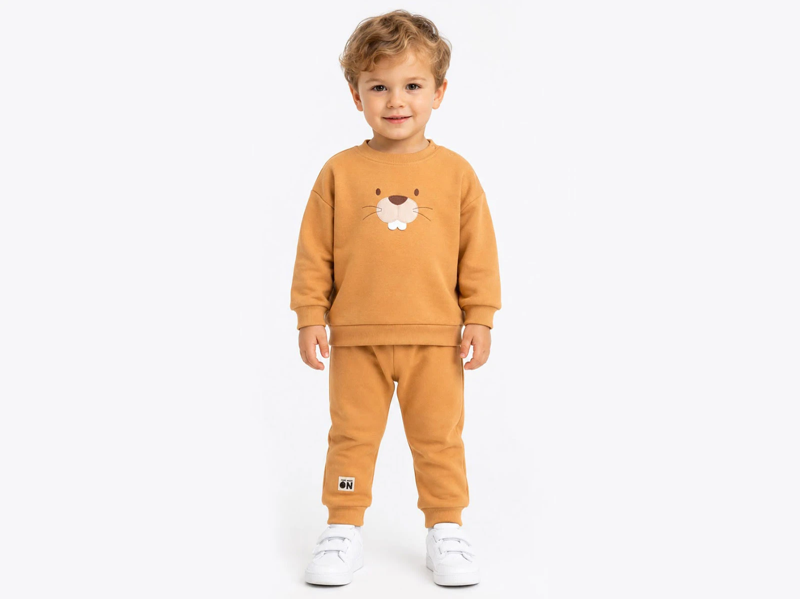 Toptan VOVİDO Sincap Nakışlı Şardonlu 3 İp Erkek Takım Toptan Bebek Çocuk Giyim - Beniz Kids
