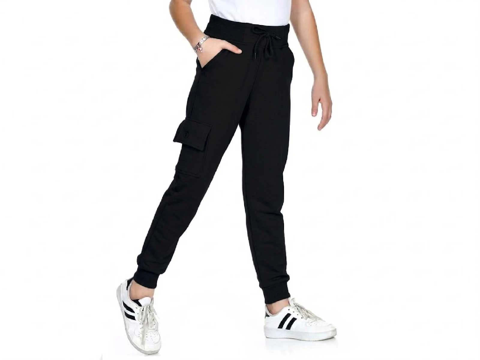 Siyah Renk Lastikli Paça Komando Cepli Unisex Kompakt Okul Tek Alt  