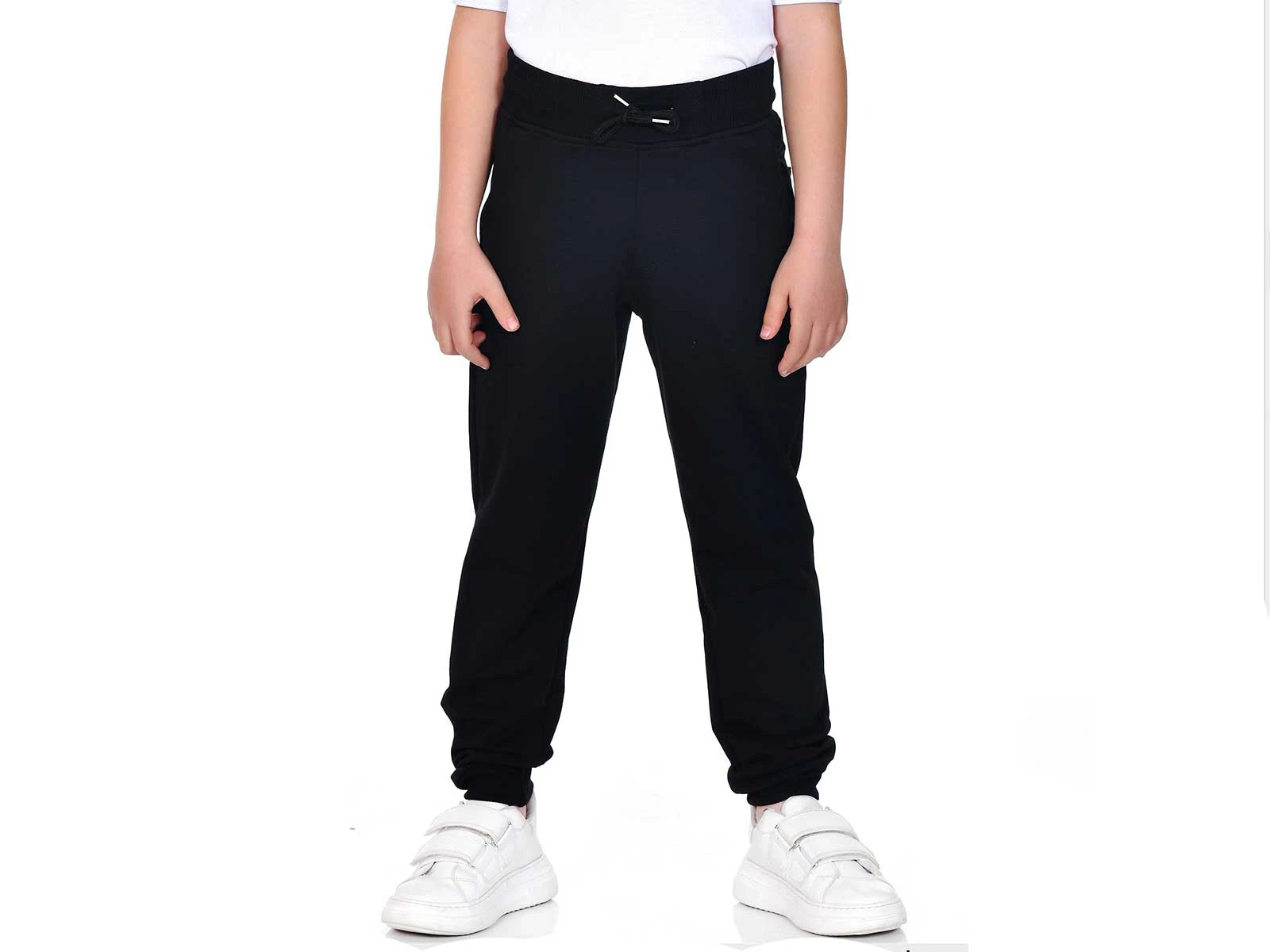 Siyah Renk Lastikli Paça Unisex Okul Kompakt Tek Alt  