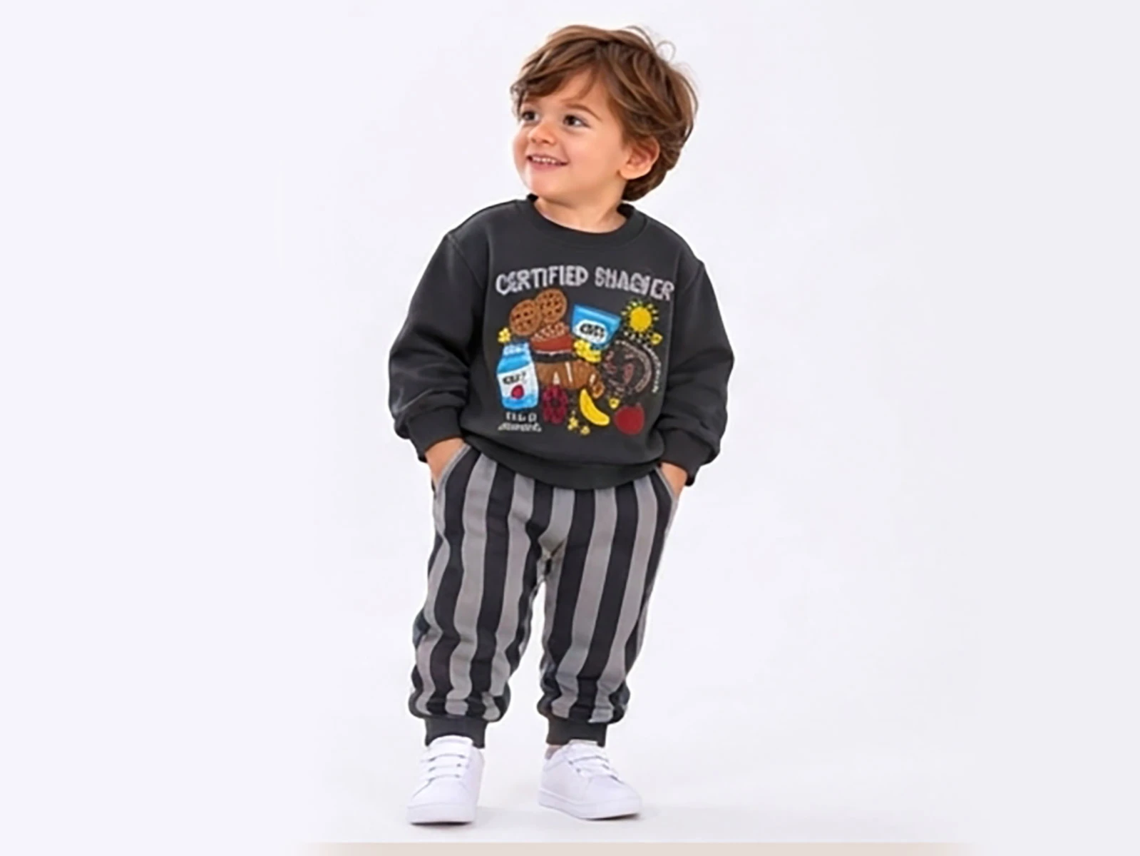 Toptan BICIR KİDS Snacker Baskılı Erkek Takım Toptan Bebek Çocuk Giyim - Beniz Kids