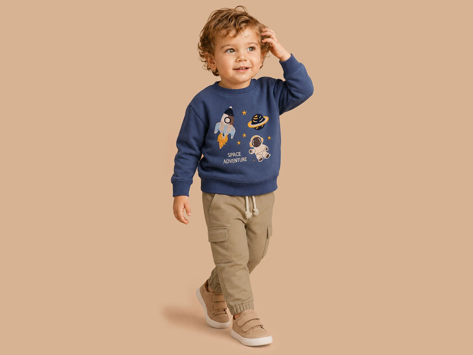 Toptan LUCY Space Baskılı 3 İp Şardonlu Erkek Takım  Toptan Bebek Çocuk Giyim - Beniz Kids