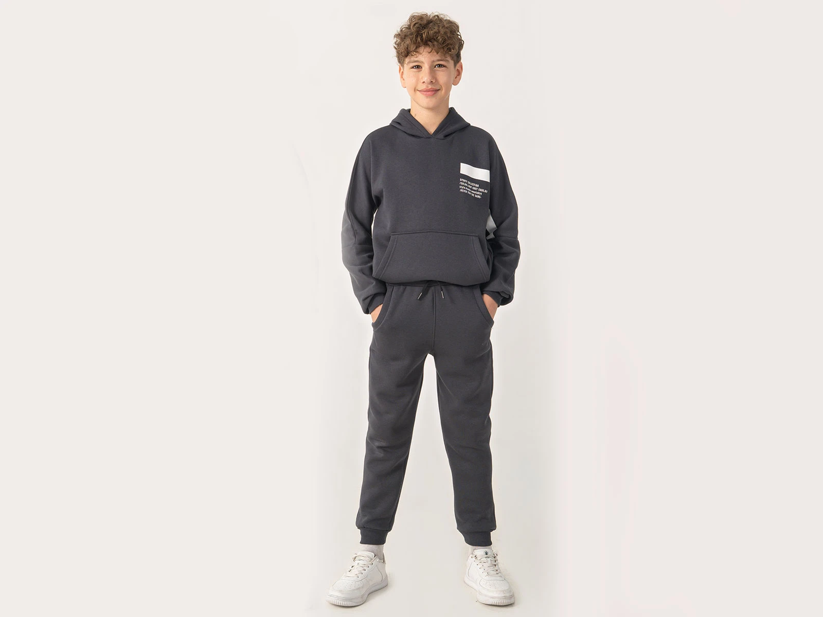 Toptan RUHAT KİDS Sporty Baskılı Kapşonlu Şardonlu 3 İp Erkek Takım Toptan Bebek Çocuk Giyim - Beniz Kids