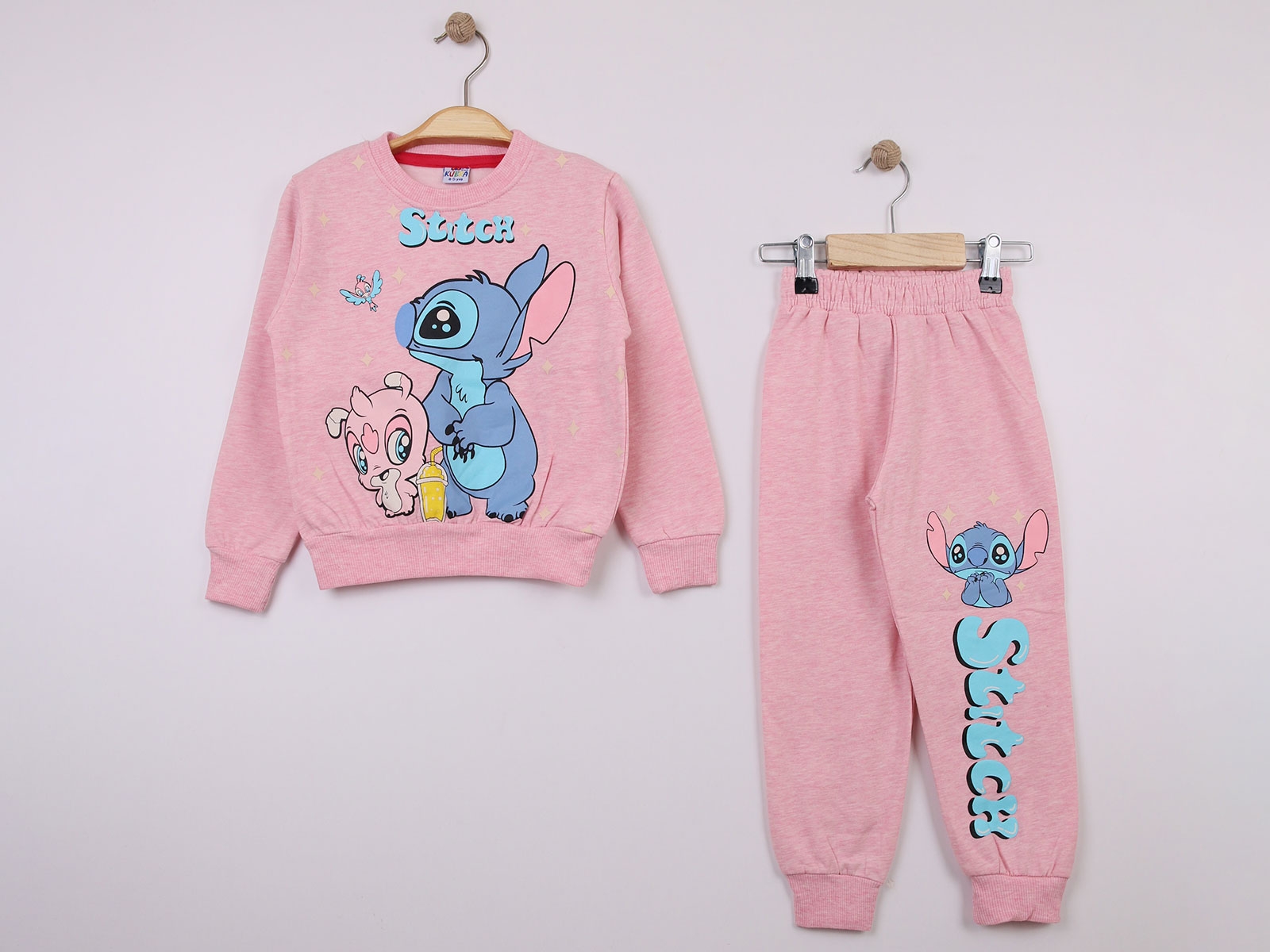 Stitch Baskılı Kız Takım 2ip Şardonlu