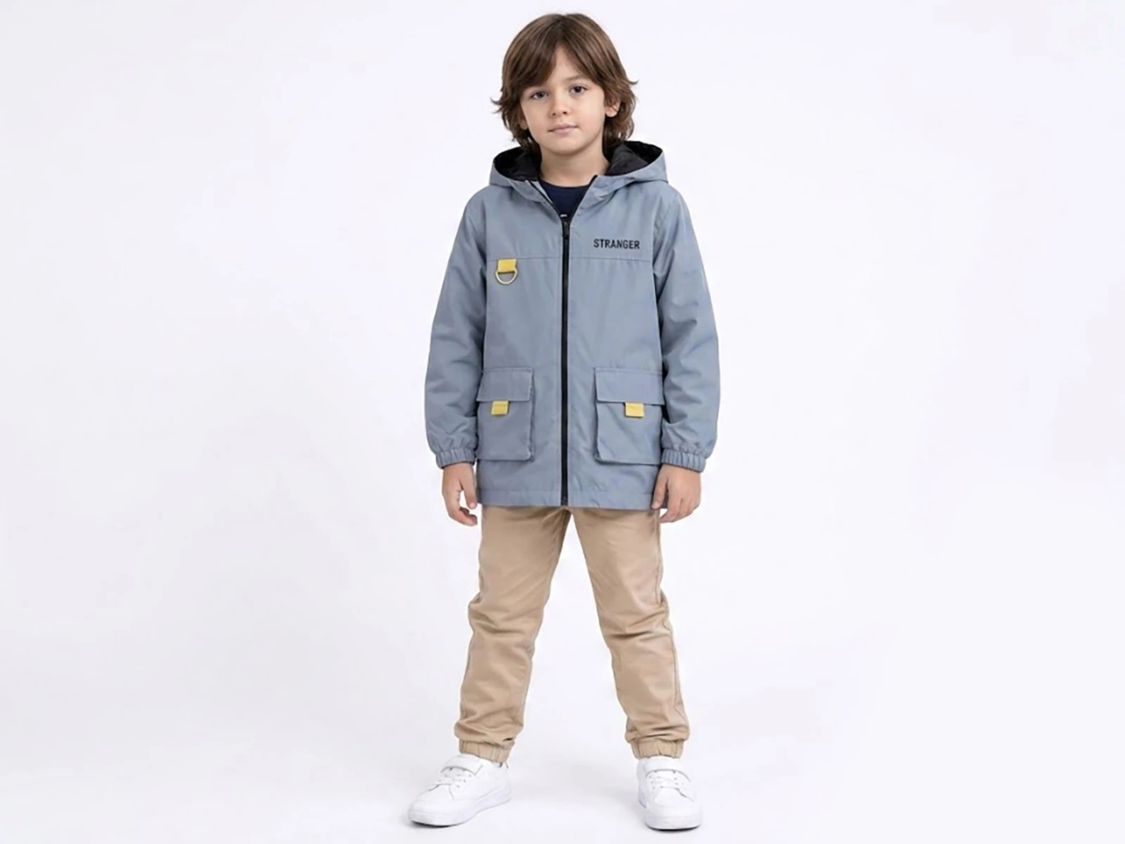 Toptan CRİSPY Stranger Baskılı Cepli Erkek Yağmurluk  Toptan Bebek Çocuk Giyim - Beniz Kids