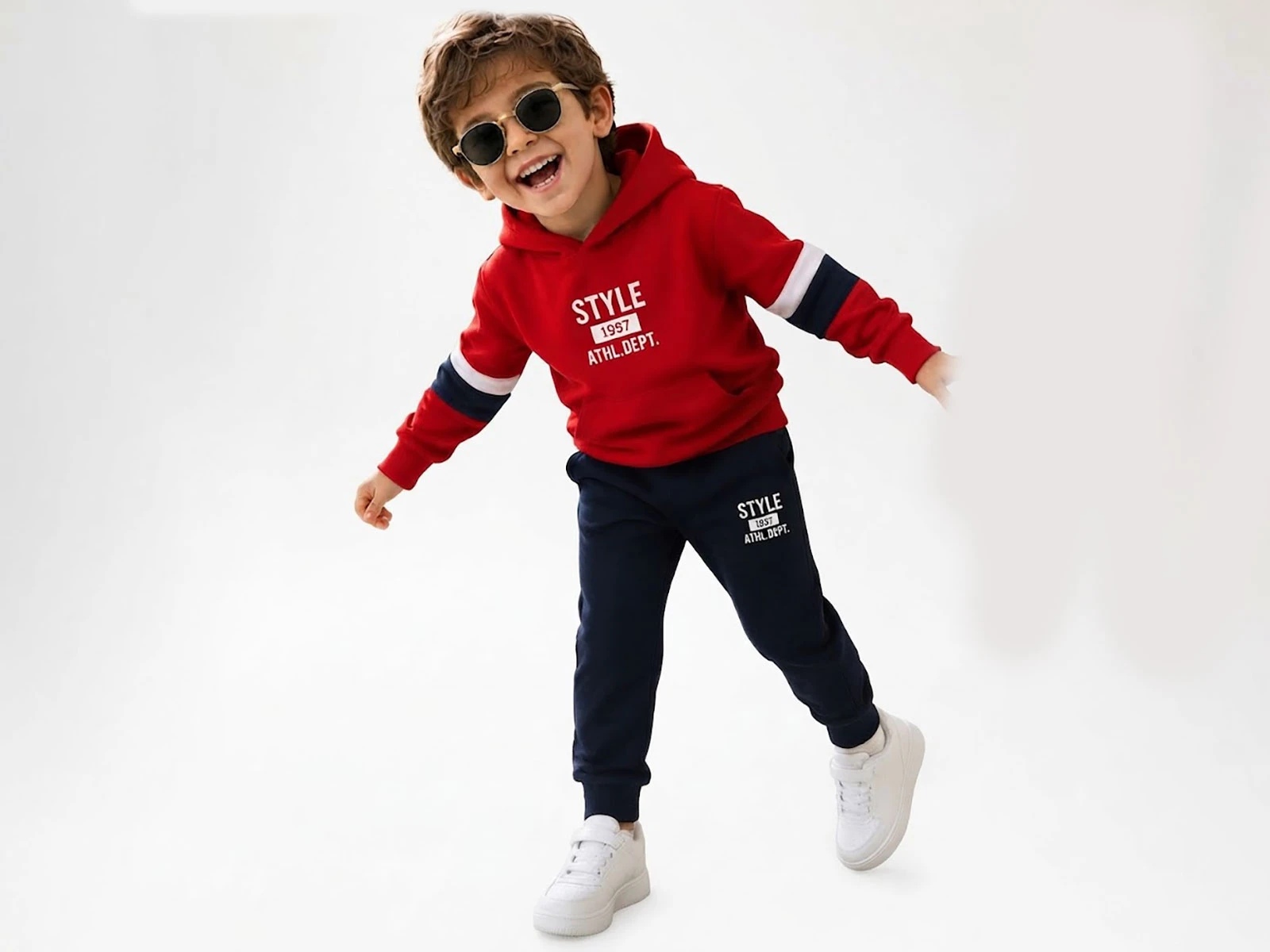 Toptan PALM LİFE Style Baskılı Kanguru Cepli Kapşonlu Erkek Takım  Toptan Bebek Çocuk Giyim - Beniz Kids