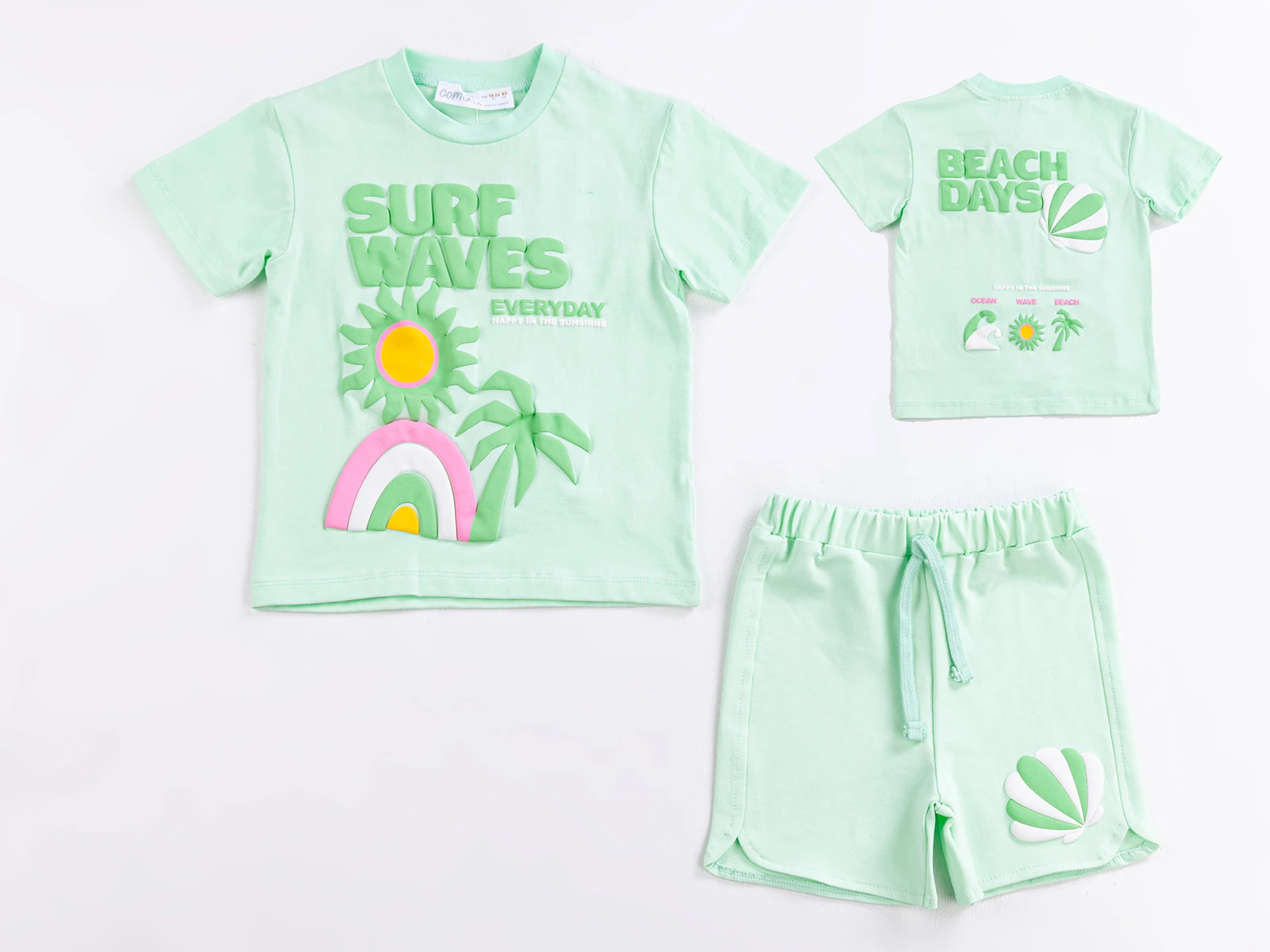 Surf Baskılı Kız Bebe Takım