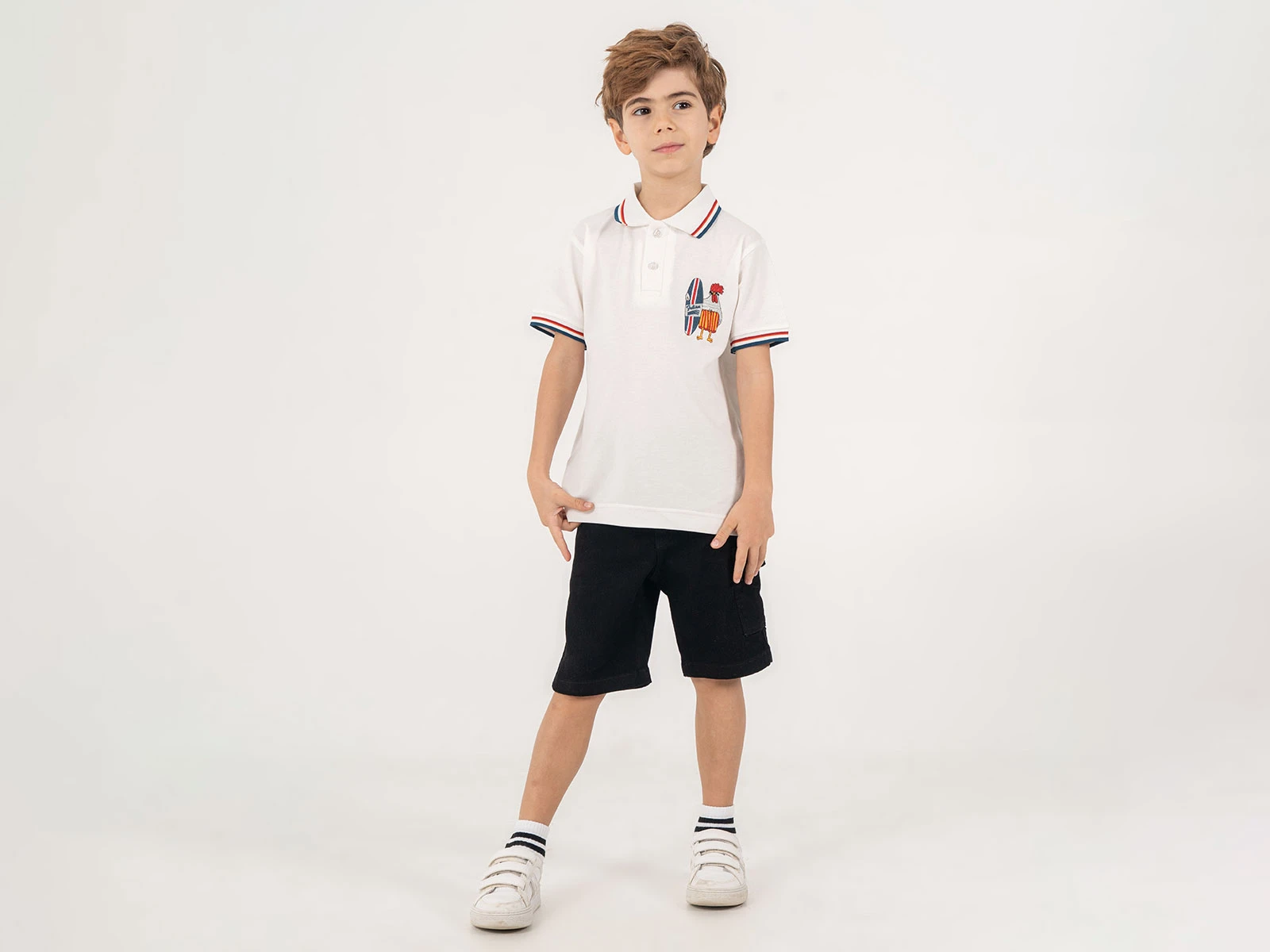 Surf Baskılı Polo Yakalı Erkek Takım