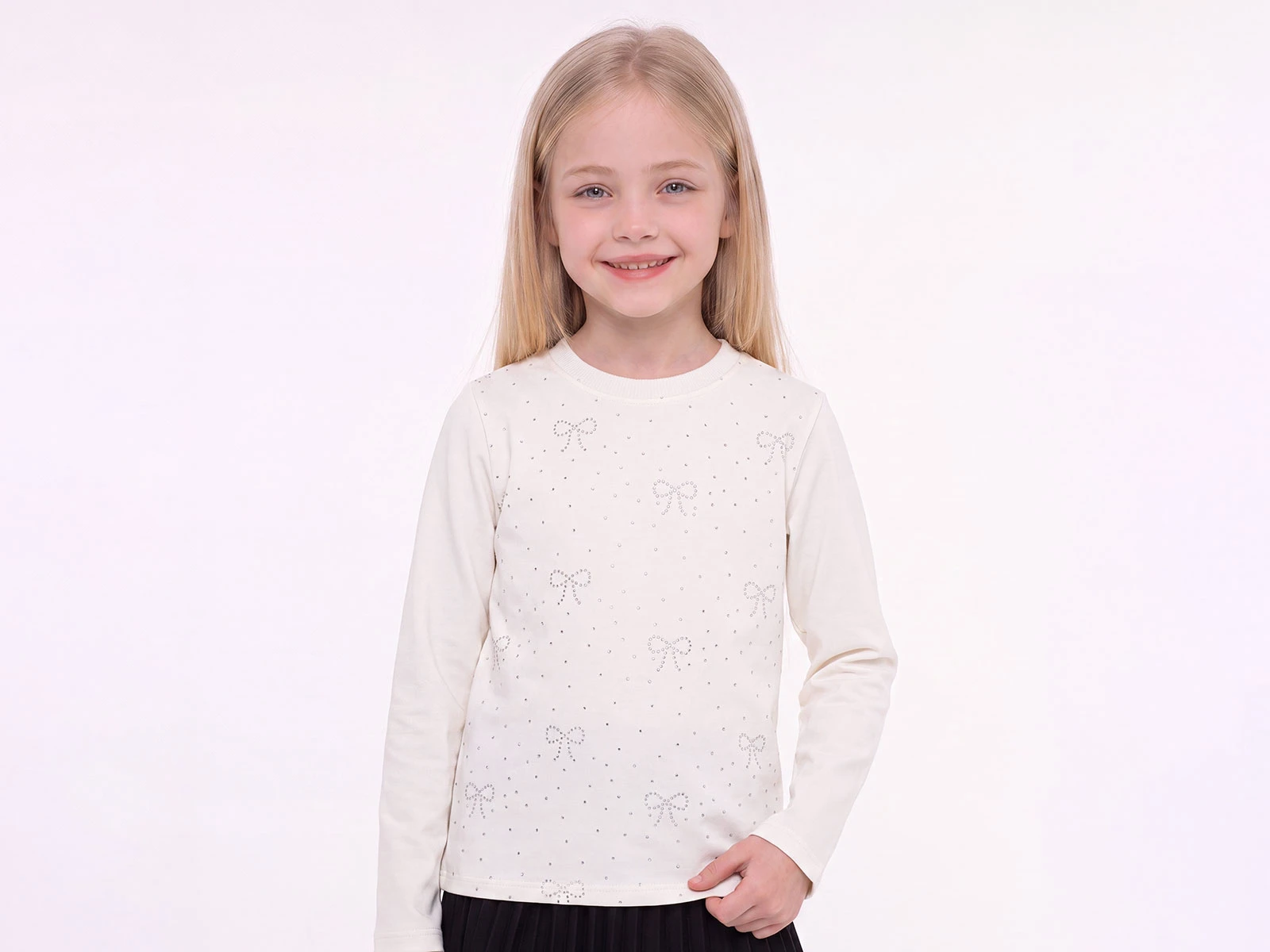 Toptan ENJOY BABY Taş Detaylı Fiyonk Baskılı 2 İp Şardonlu Kız Sweat  Toptan Bebek Çocuk Giyim - Beniz Kids