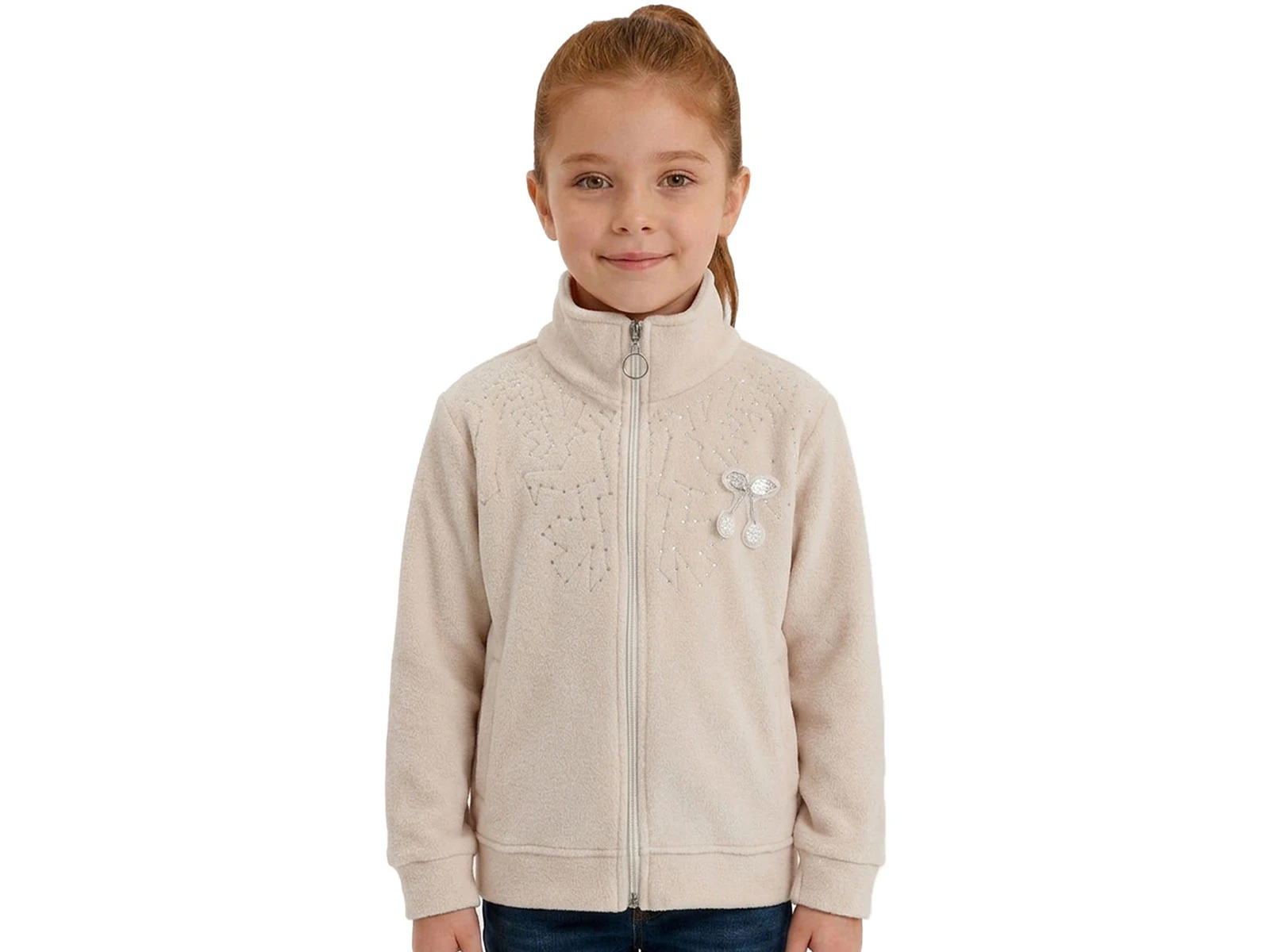 Toptan ROYA KİDS Taş Detaylı Kiraz Nakışlı Fermuarlı Polar Kız Hırka  Toptan Bebek Çocuk Giyim - Beniz Kids