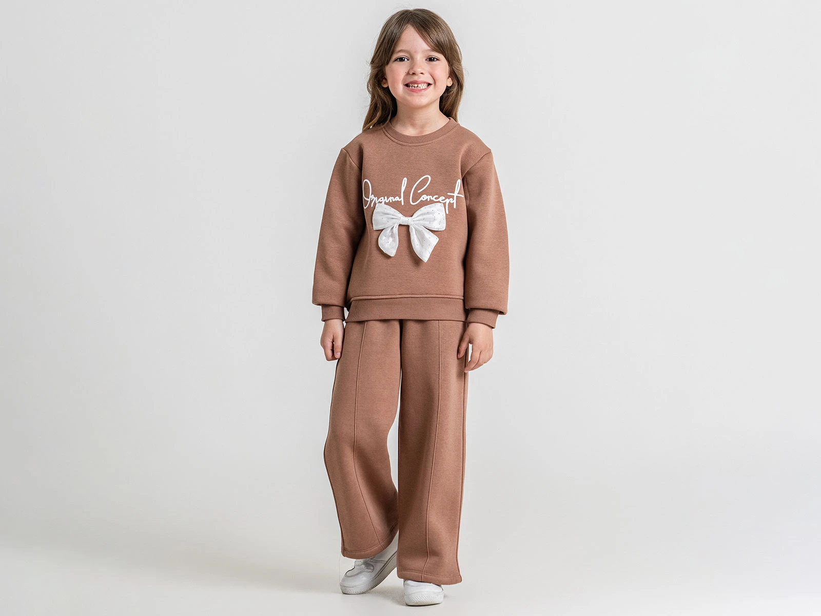 Toptan PAMPAL KİDS Taşlı Fiyonk Detaylı 3 İp Şardonlu Kız Takım  Toptan Bebek Çocuk Giyim - Beniz Kids