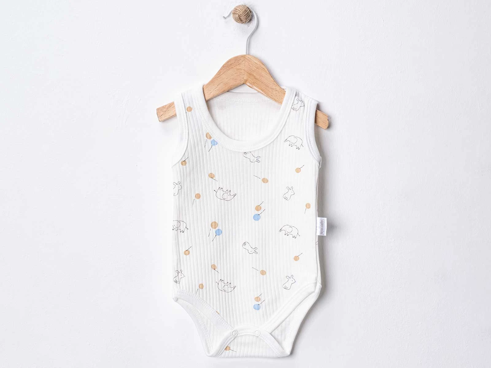 Tavşan Baskılı Bebe Çıtçıtlı Badi
