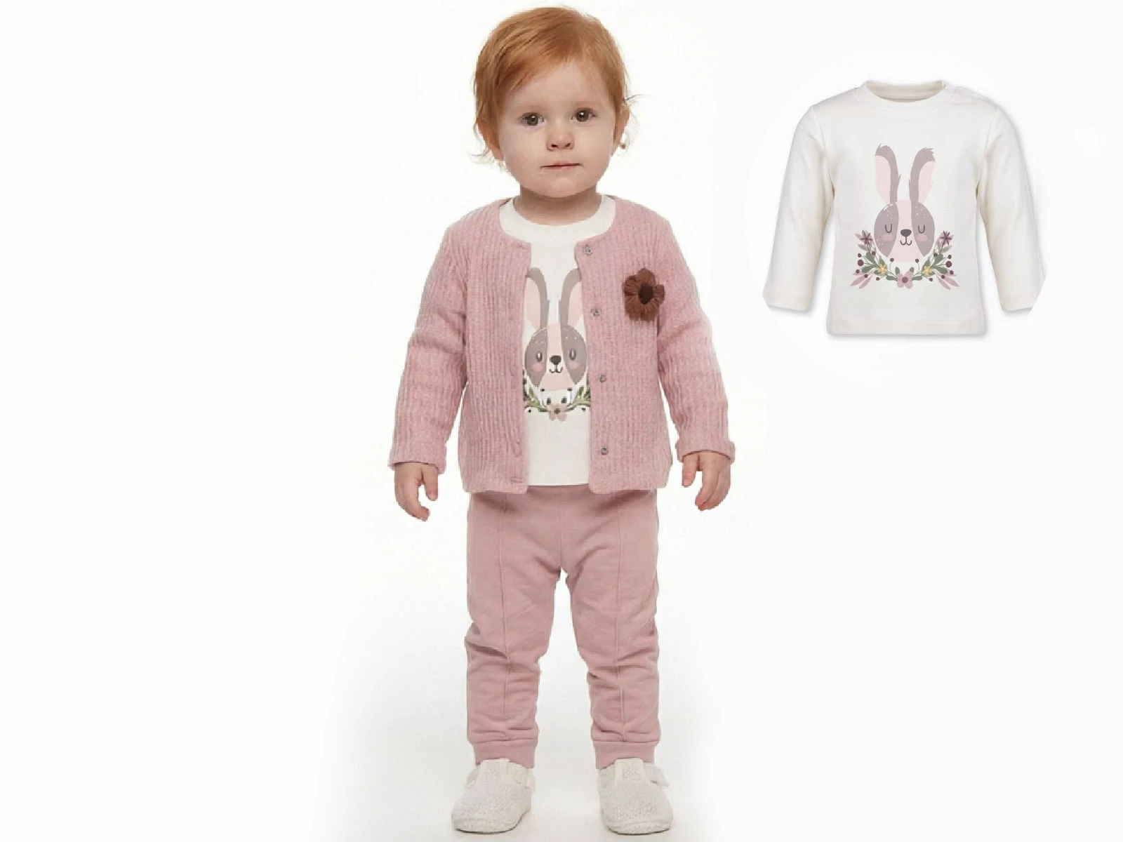 Toptan ELCİ BABY Tavşan Baskılı Hırkalı Kız Bebe Üçlü Takım  Toptan Bebek Çocuk Giyim - Beniz Kids