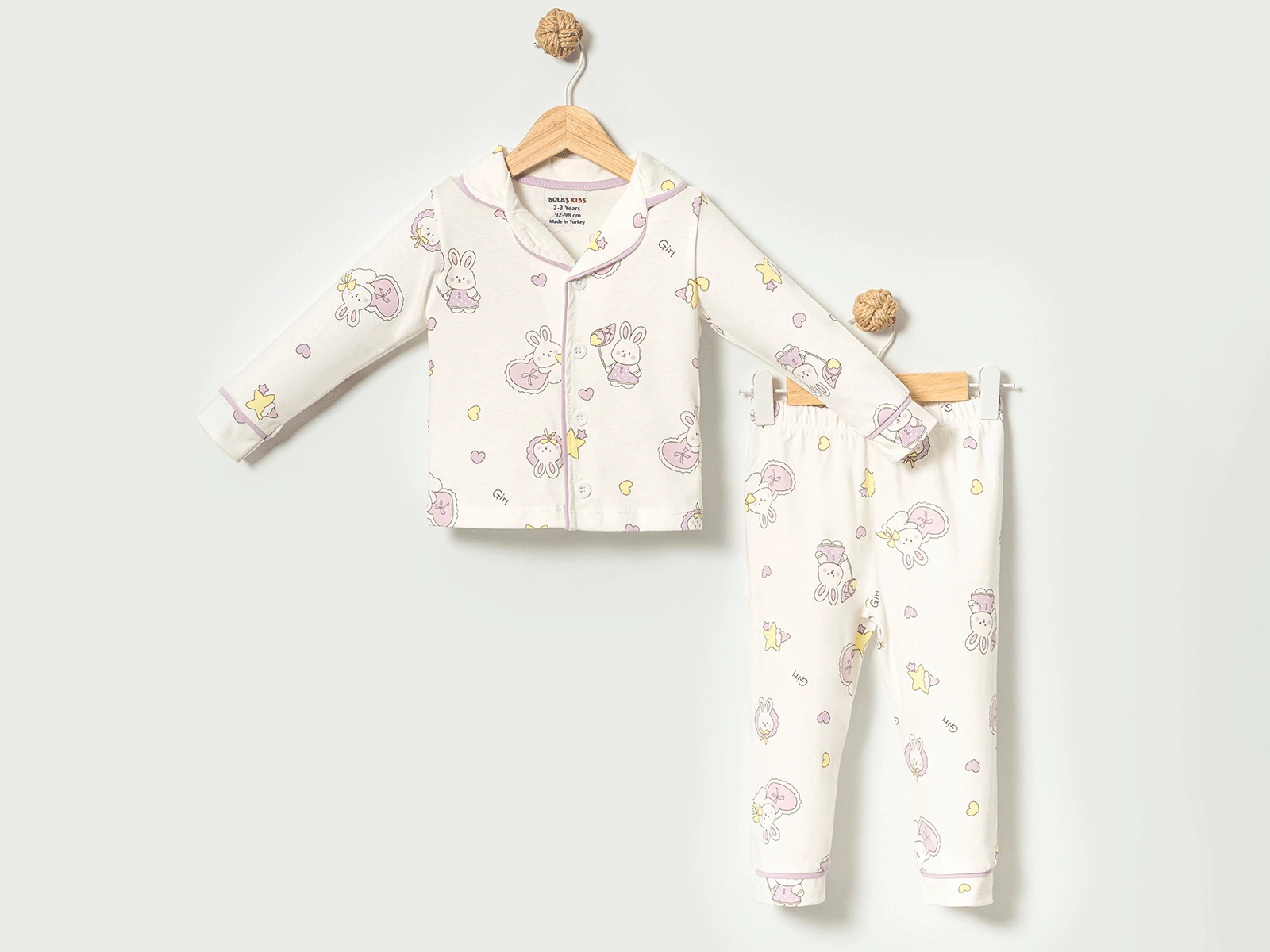 Tavşan Baskılı Kız Bebe Pijama Takım