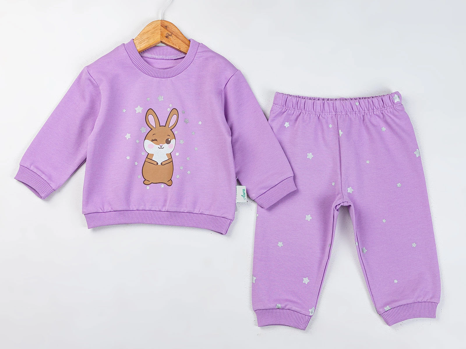 Toptan COMİX Tavşan Baskılı Kız Bebek Takım Toptan Bebek Çocuk Giyim - Beniz Kids