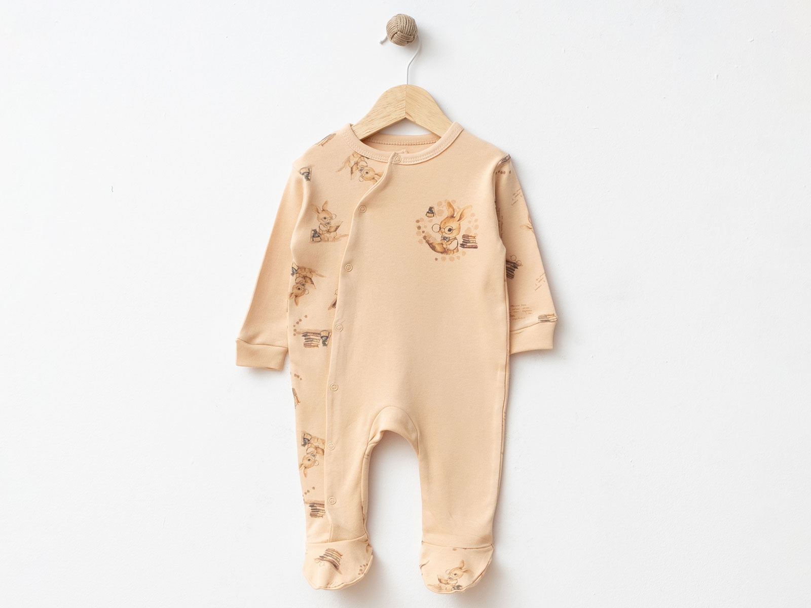 Tavşan Baskılı Unisex Bebe Tulum