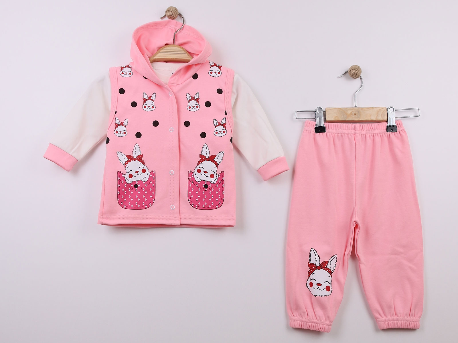 Tavşan Desenli Kız Pijama Takım 
