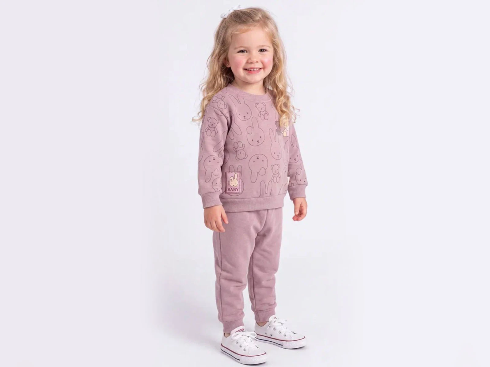 Toptan FEELY KİDS Tavşan Desenli Şardonlu 3 İp Kız Takım Toptan Bebek Çocuk Giyim - Beniz Kids