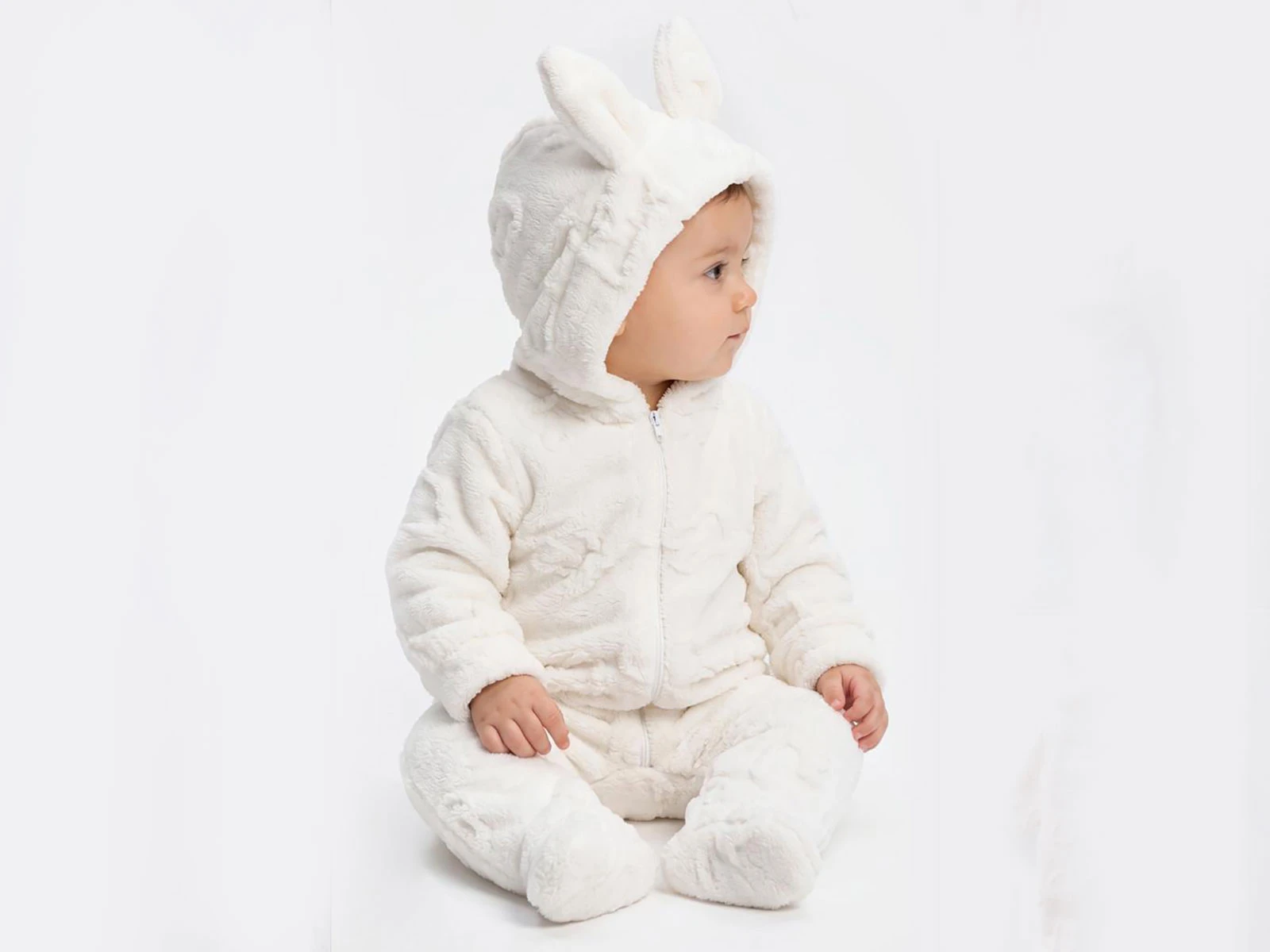 Toptan MİNİ BARAY Tavşan Desenli Welsoft Bebek Tulum Toptan Bebek Çocuk Giyim - Beniz Kids