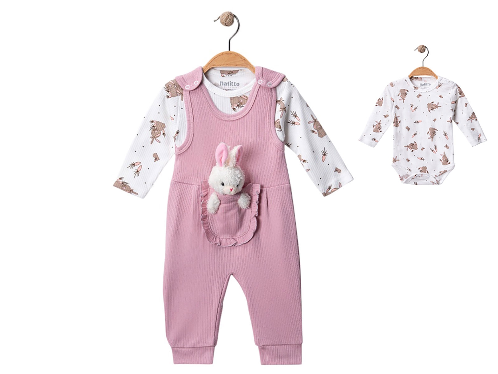 Tavşan Detaylı Kız Bebe Tulum