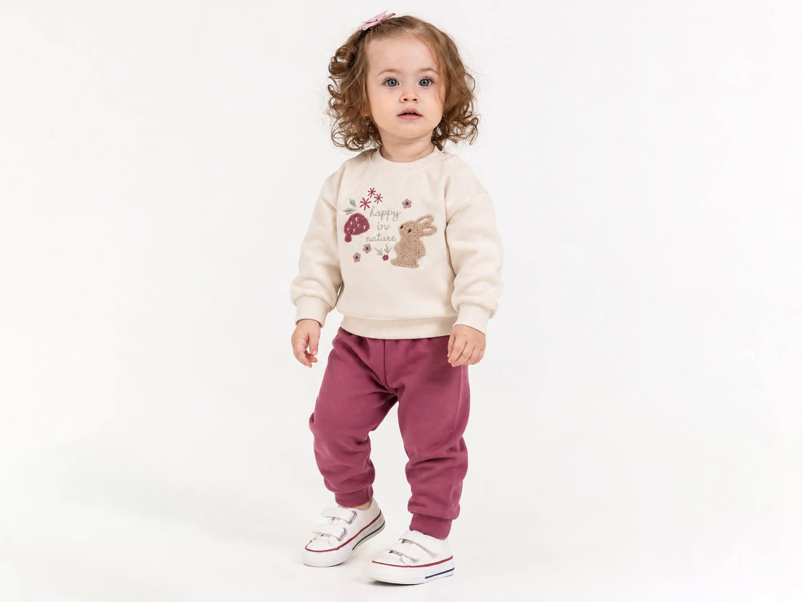Toptan ÇITIR KİDS Tavşan Nakışlı Şardonlu 3 İp Kız Bebek Takım Toptan Bebek Çocuk Giyim - Beniz Kids