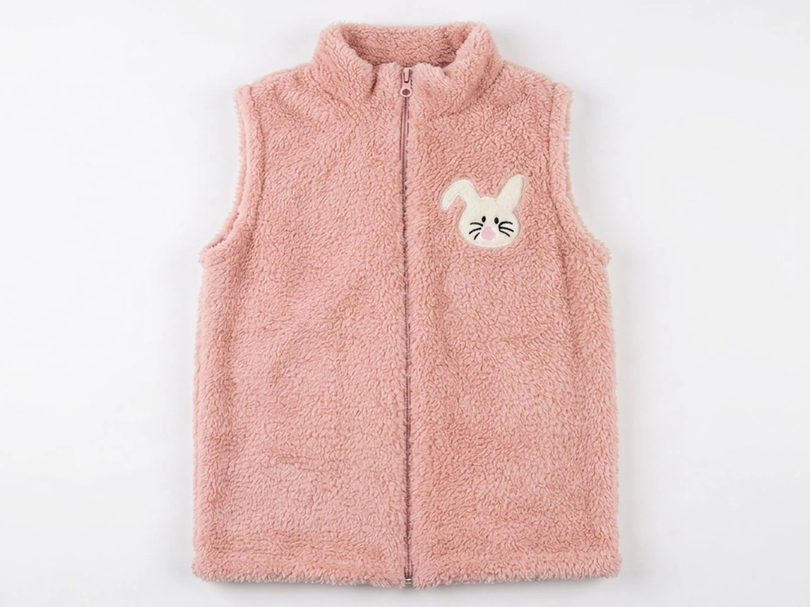 Toptan MENSİS Tavşan Nakışlı Welsoft Peluş Kız Yelek Toptan Bebek Çocuk Giyim - Beniz Kids