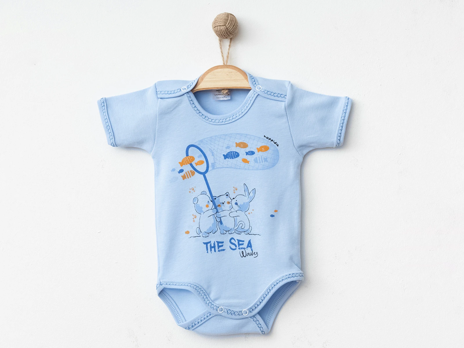 The Sea Baskılı Unisex Yarım Kol Çıtçıtlı Badi