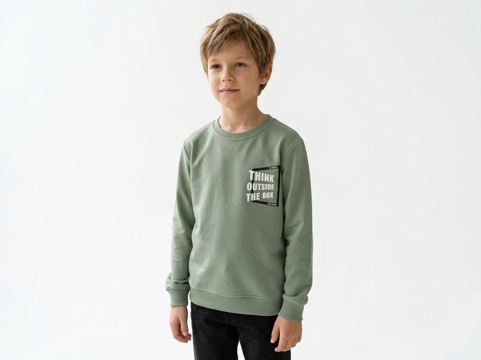 Toptan TANEM KİDS Think Baskılı Şardonlu 3 İp Sweat Toptan Bebek Çocuk Giyim - Beniz Kids