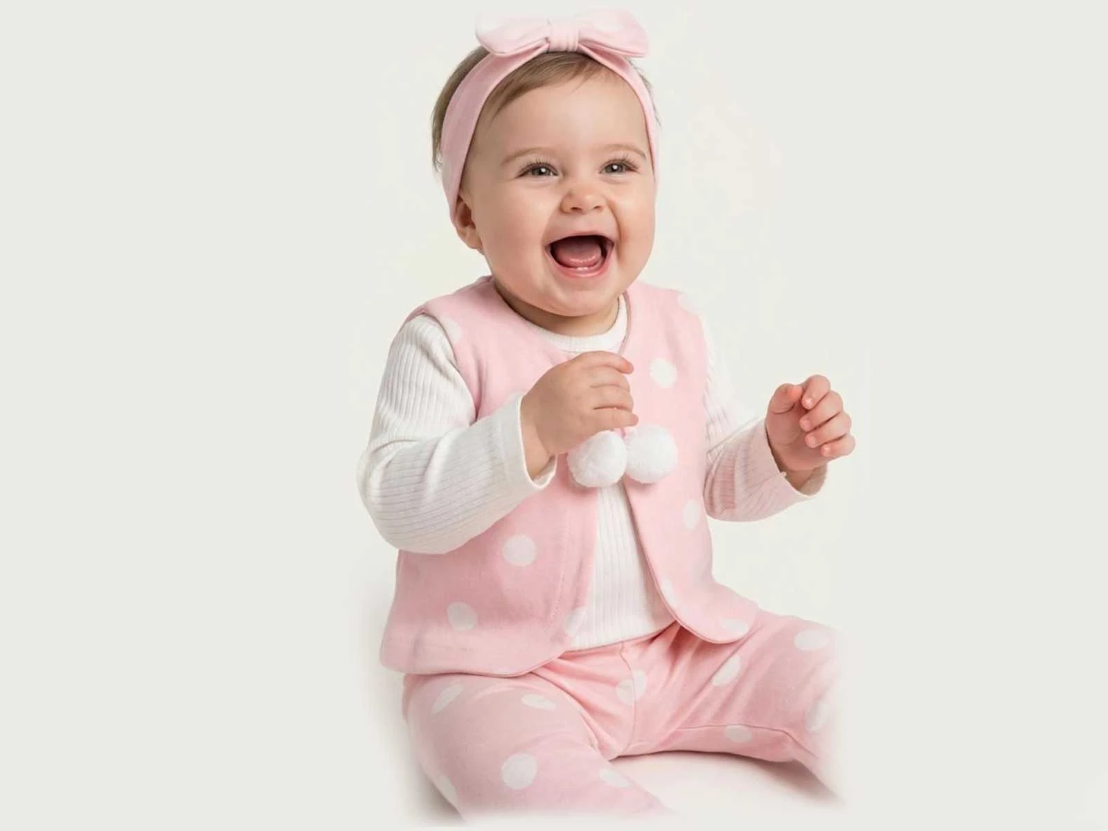 Tokalı Benekli Kız Bebe Takım 