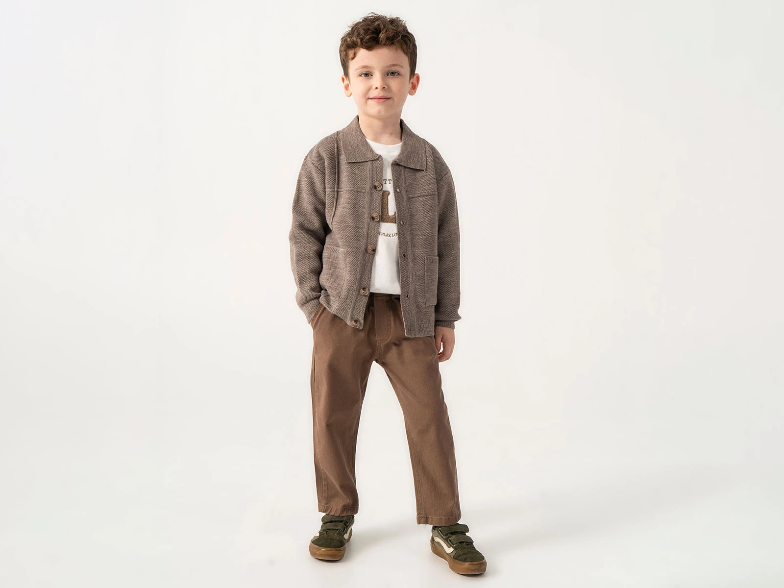 Toptan LESSOTTO Triko Ceketli Üçlü Erkek Takım Toptan Bebek Çocuk Giyim - Beniz Kids