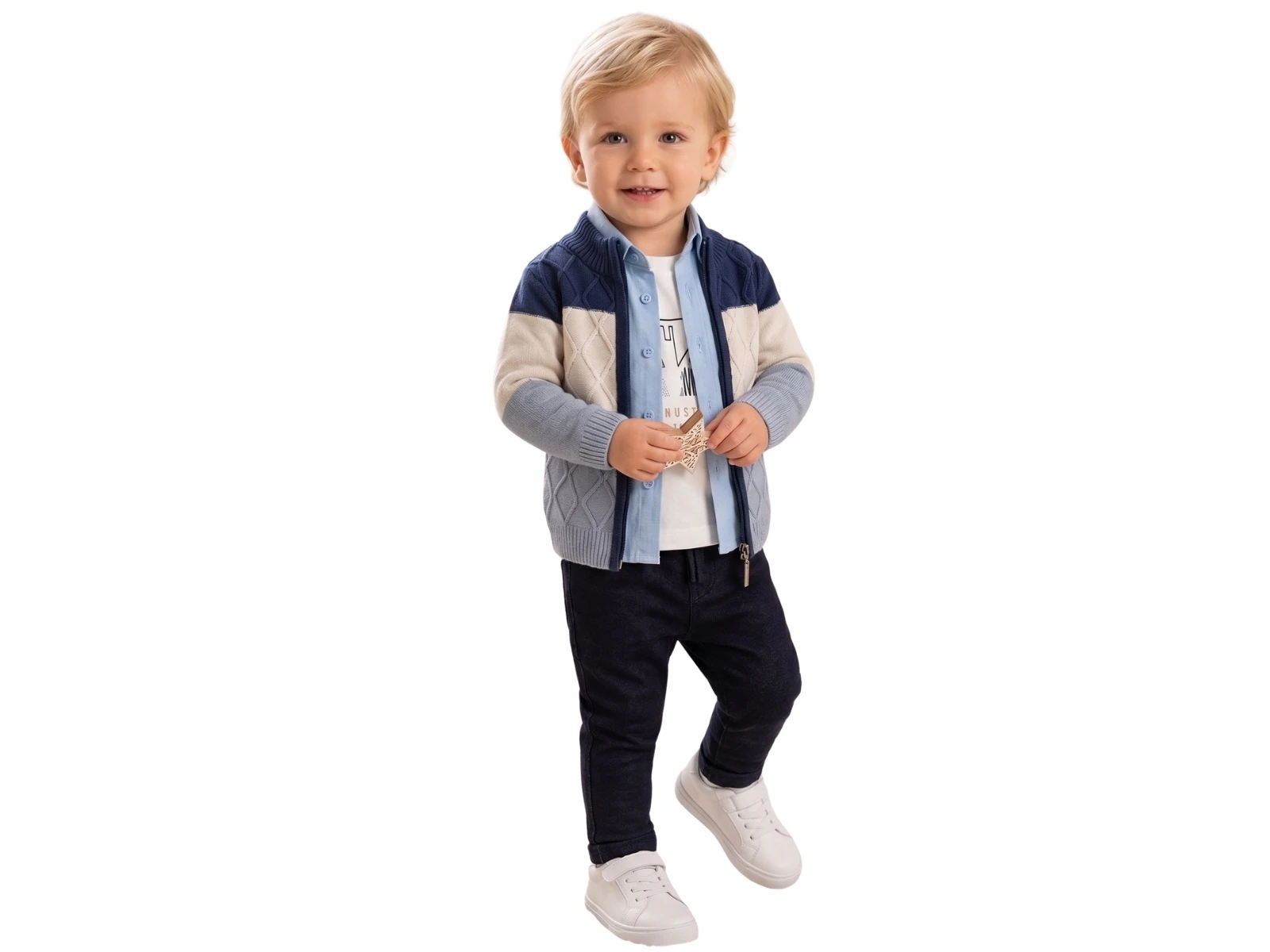 Toptan NOWA Triko Hırkalı Gömlekli Erkek Bebe Dörtlü Takım  Toptan Bebek Çocuk Giyim - Beniz Kids
