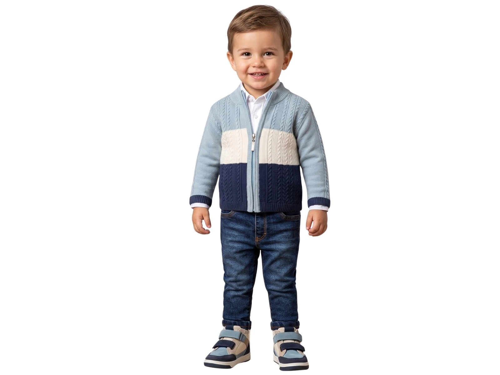 Toptan NOWA Triko Hırkalı Gömlekli Erkek Bebe Üçlü Takım  Toptan Bebek Çocuk Giyim - Beniz Kids