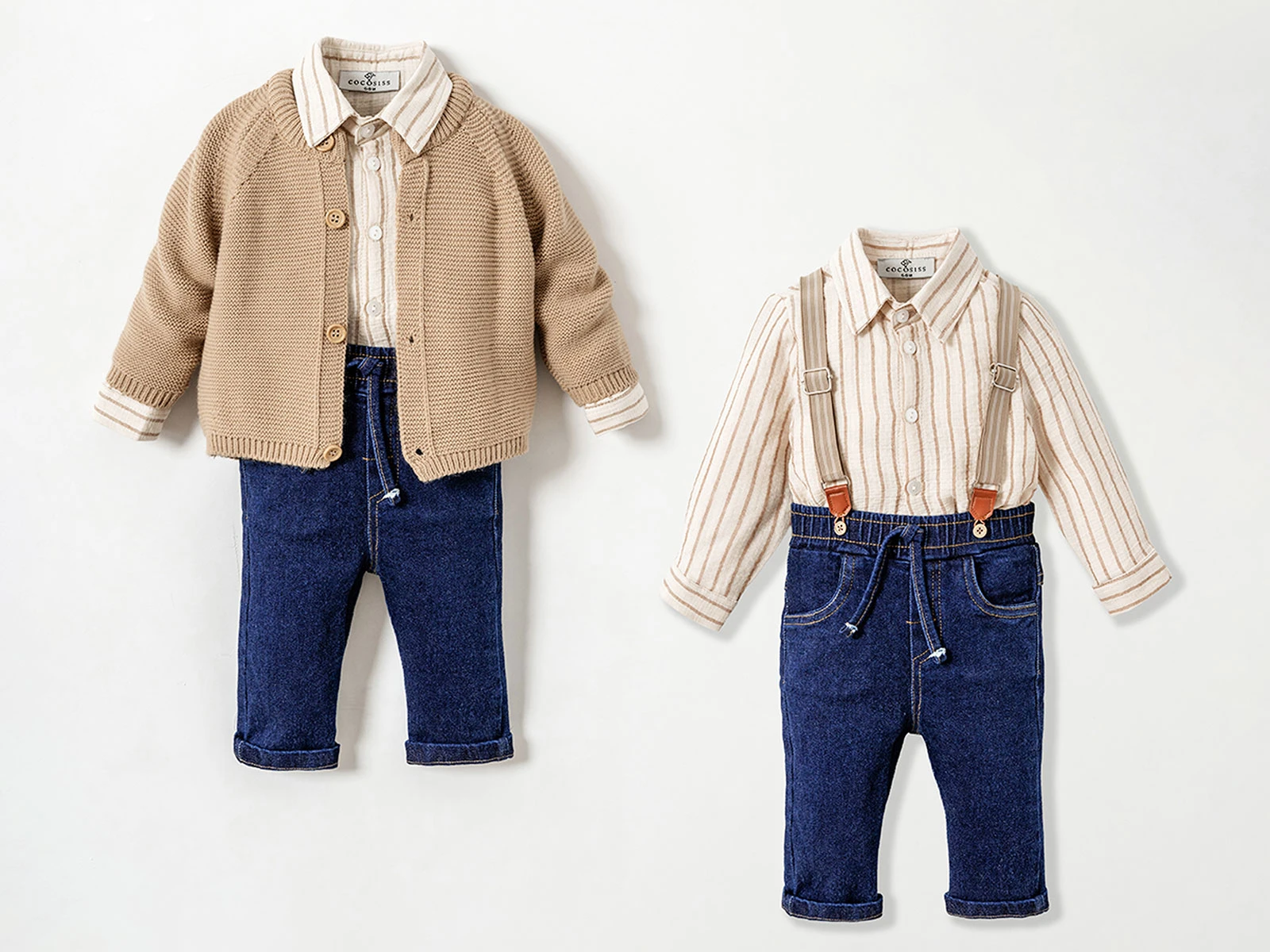 Toptan COCOSİSS Triko Hırkalı Üçlü Erkek Bebe Takım Toptan Bebek Çocuk Giyim - Beniz Kids