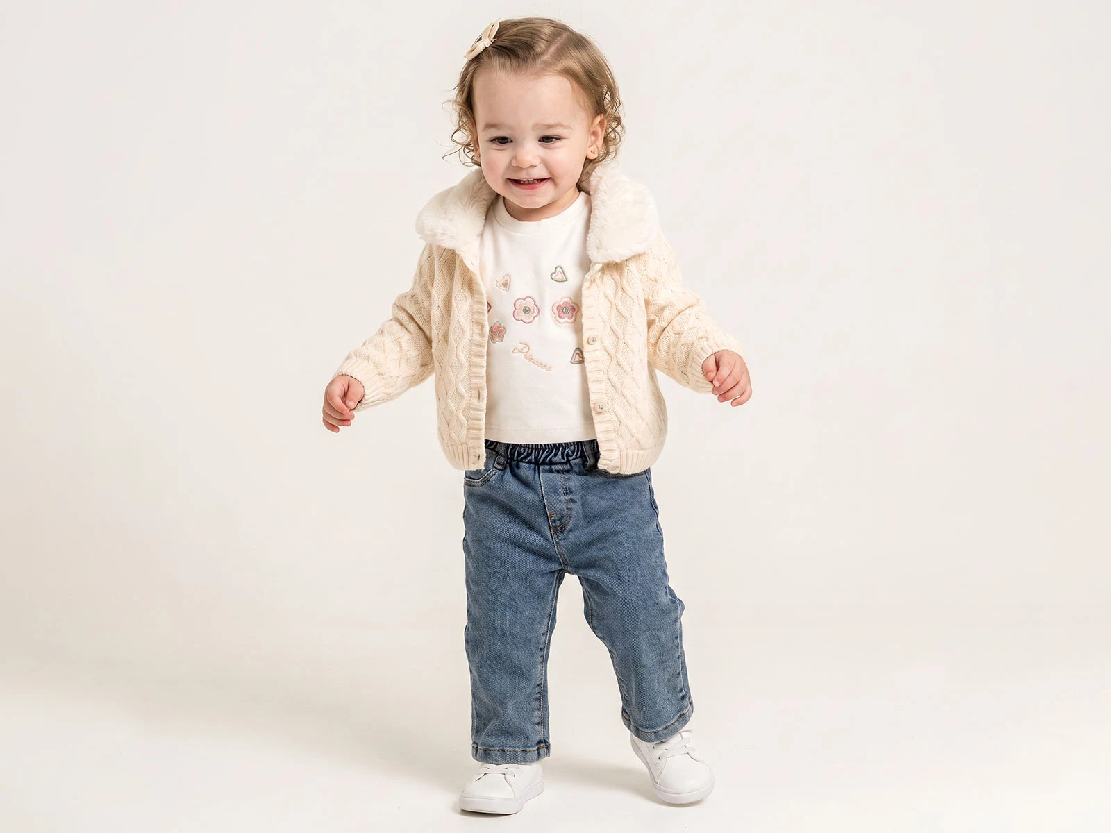 Toptan PAMPAL KİDS Triko Hırkalı Üçlü Kız Takım Toptan Bebek Çocuk Giyim - Beniz Kids