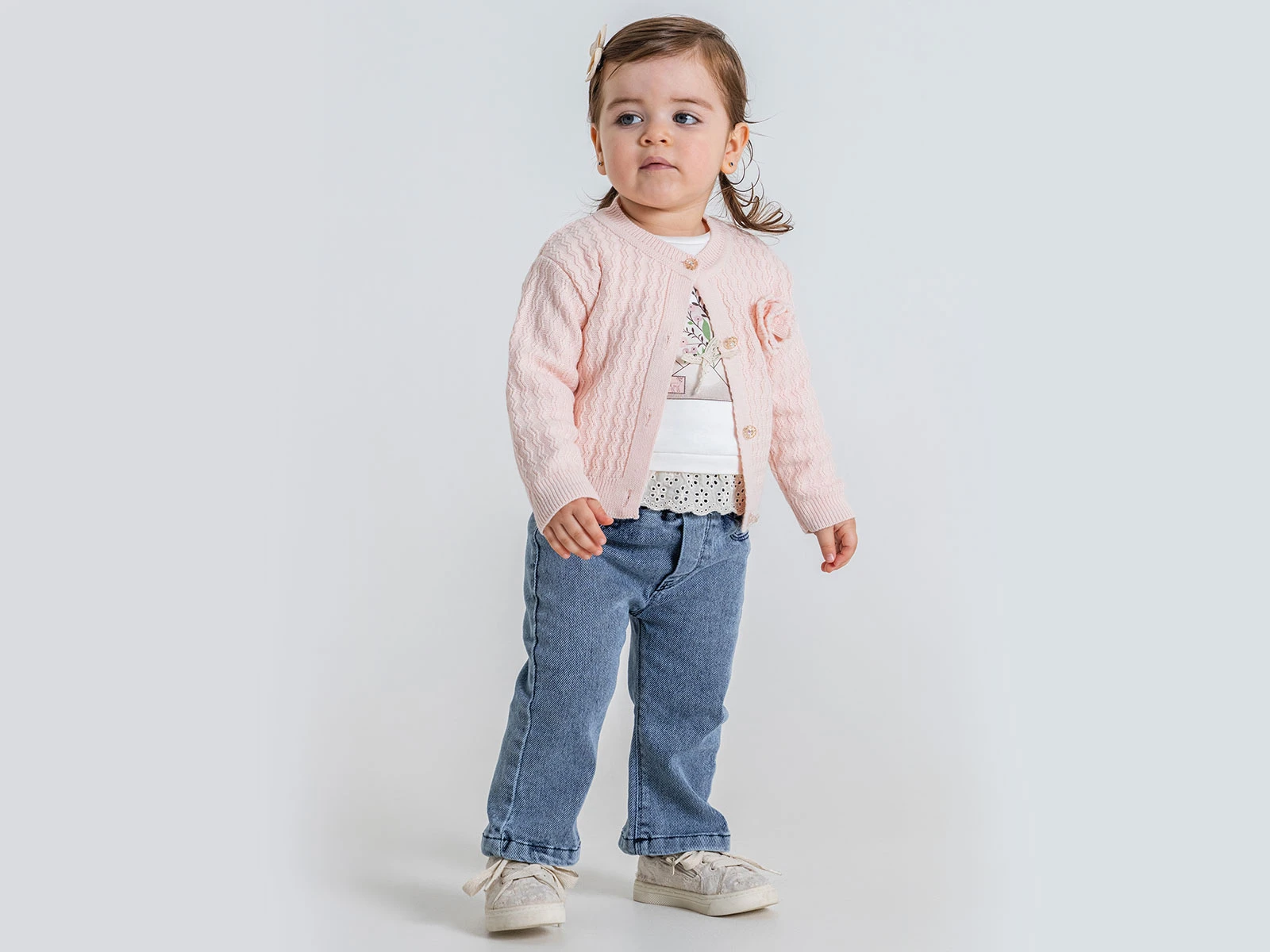 Toptan PAMPAL KİDS Triko Hırkalı Üçlü Kız Takım Toptan Bebek Çocuk Giyim - Beniz Kids
