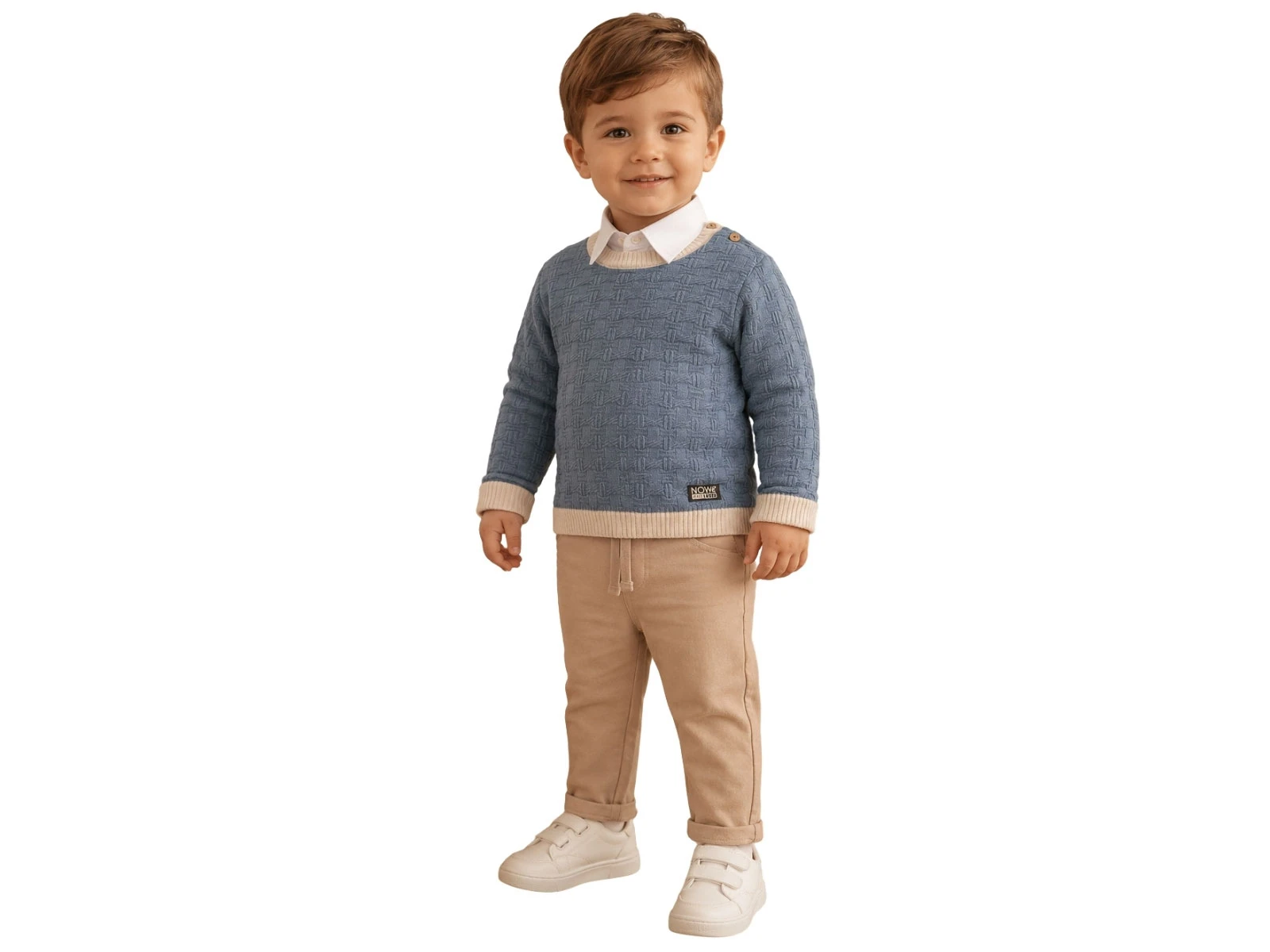 Toptan NOWA Triko Süveterli Gömlekli Erkek Bebe Üçlü Takım   Toptan Bebek Çocuk Giyim - Beniz Kids