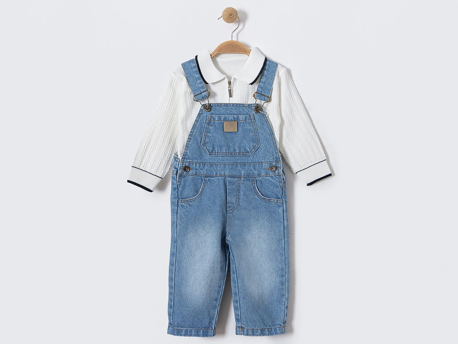 Toptan ORYEDA Triko Sweatli Cepli Kot Erkek Bebek Salopet Set Toptan Bebek Çocuk Giyim - Beniz Kids
