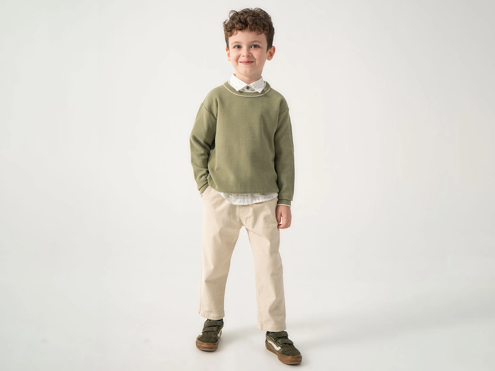Toptan LESSOTTO Trikolu Gömlekli Üçlü Erkek Takım Toptan Bebek Çocuk Giyim - Beniz Kids