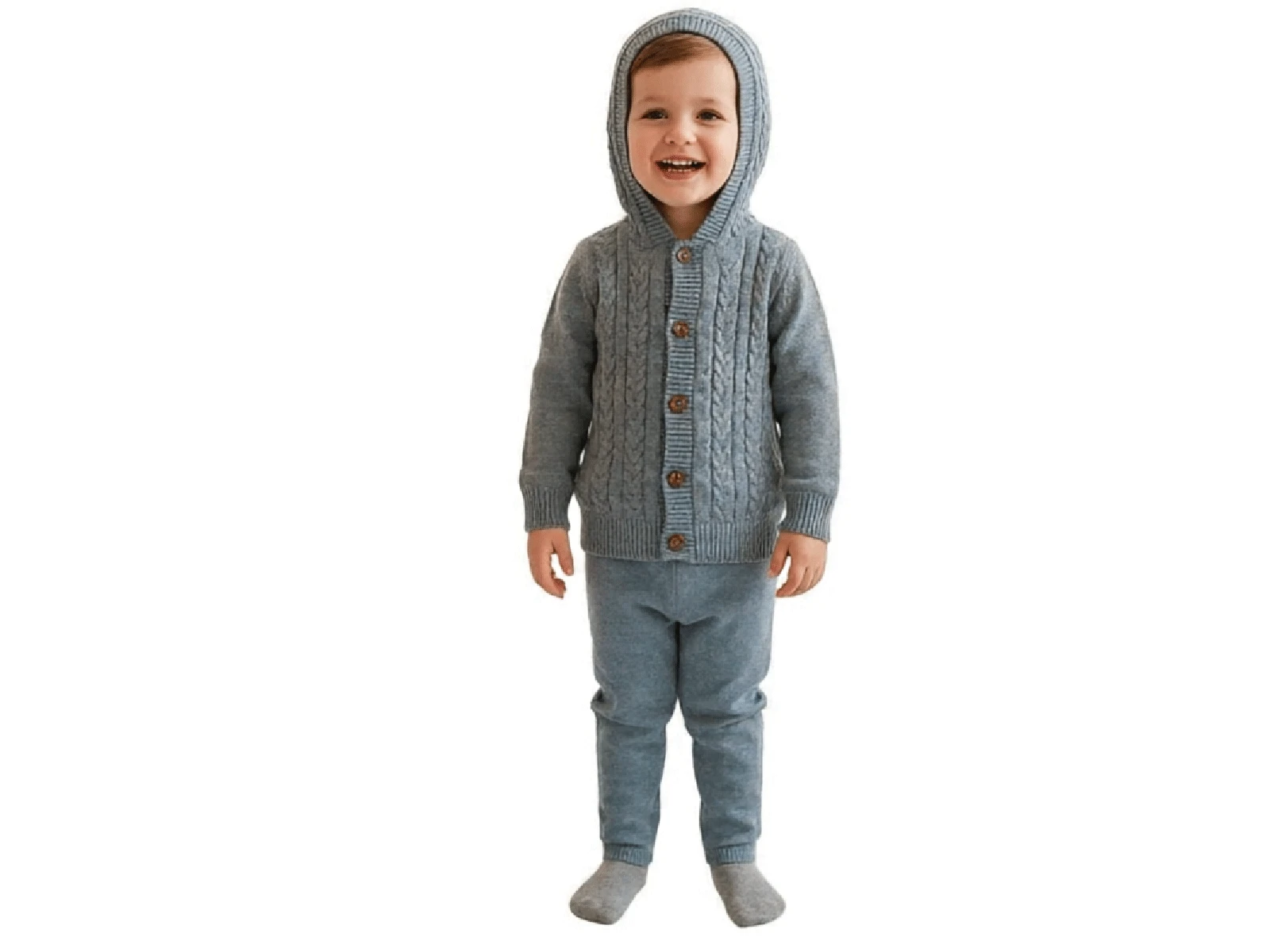 Trikolu Hırkalı Kapşonlu Erkek Bebe Takım 