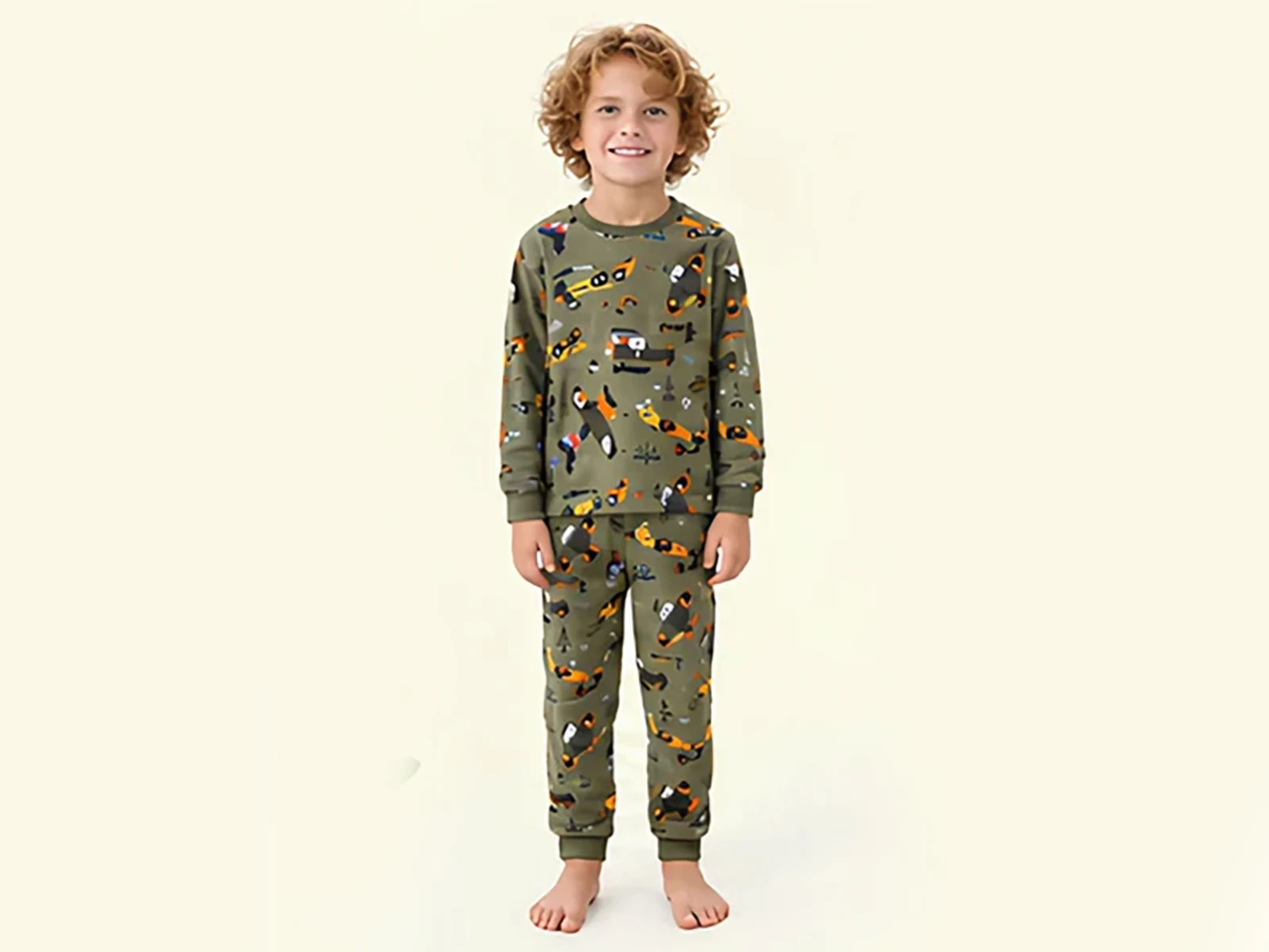 Toptan İSOBEL Uçak Desenli Erkek Pijama Takım Toptan Bebek Çocuk Giyim - Beniz Kids