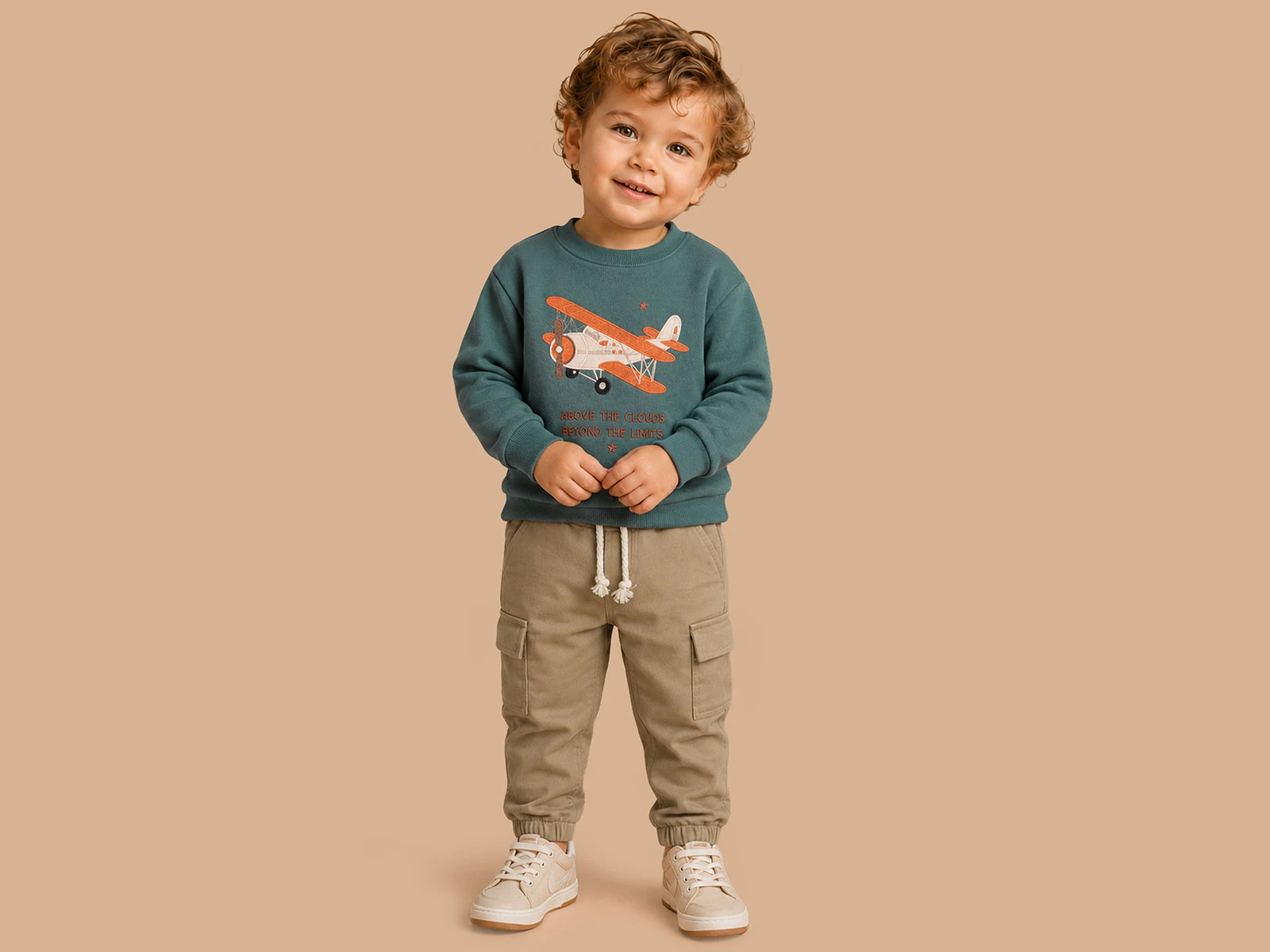 Toptan LUCY Uçak Nakışlı Cepli 3 İp Şardonlu Erkek Bebe Takım   Toptan Bebek Çocuk Giyim - Beniz Kids