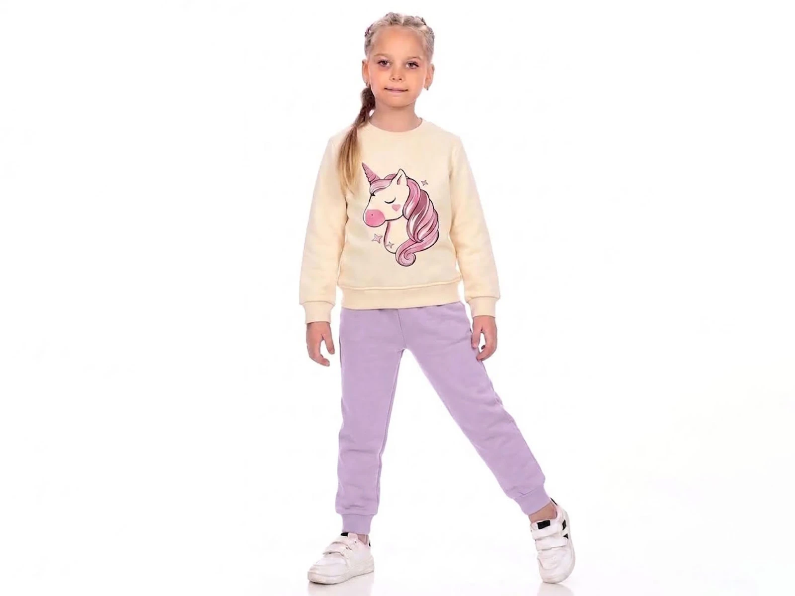 Toptan CMK Unicorn Baskılı 3 İp Şardonlu Kız Takım  Toptan Bebek Çocuk Giyim - Beniz Kids
