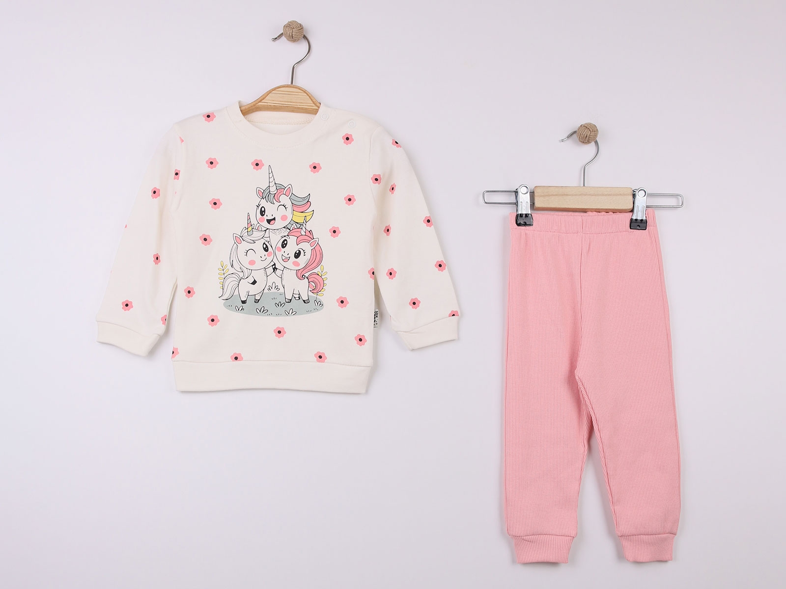 Unicorn  Baskılı Kız Bebe Takım