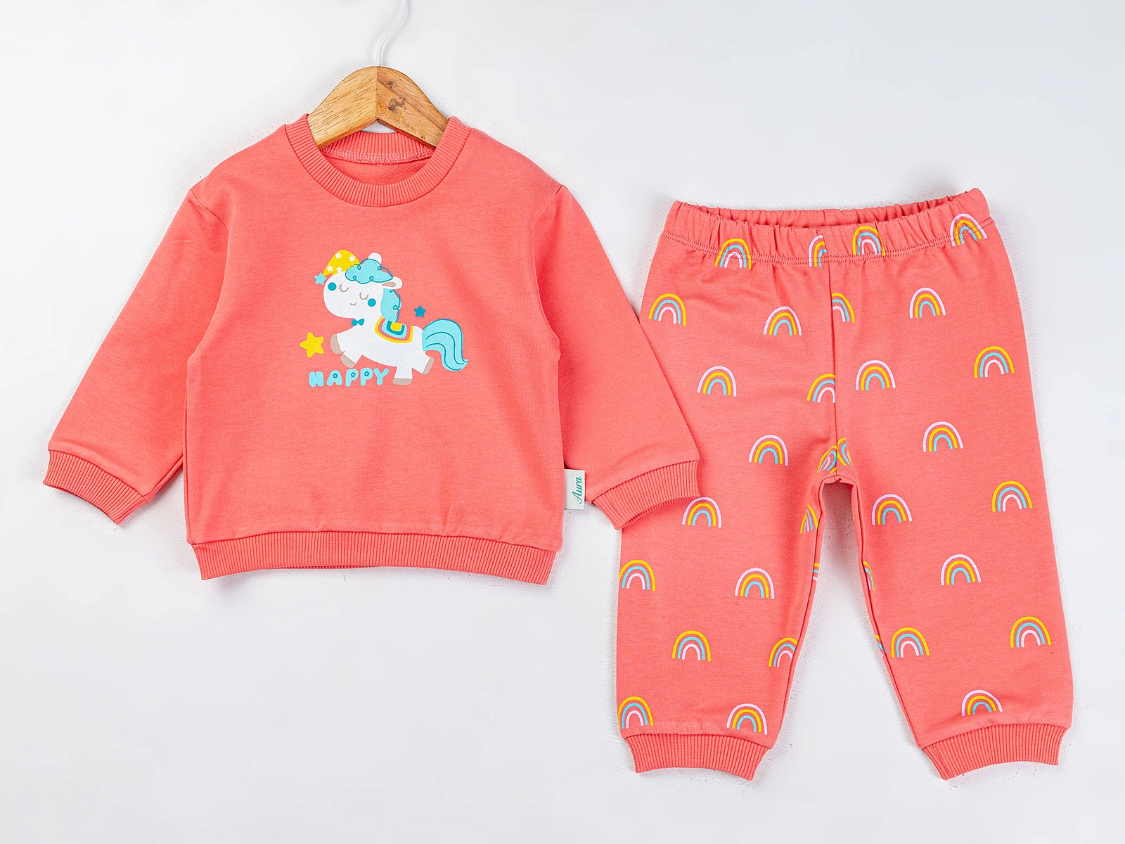 Toptan COMİX Unicorn Baskılı Kız Takım Toptan Bebek Çocuk Giyim - Beniz Kids