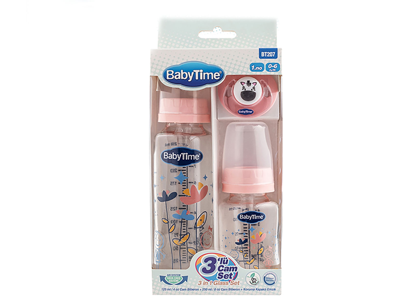 3lü Cam Biberon Set